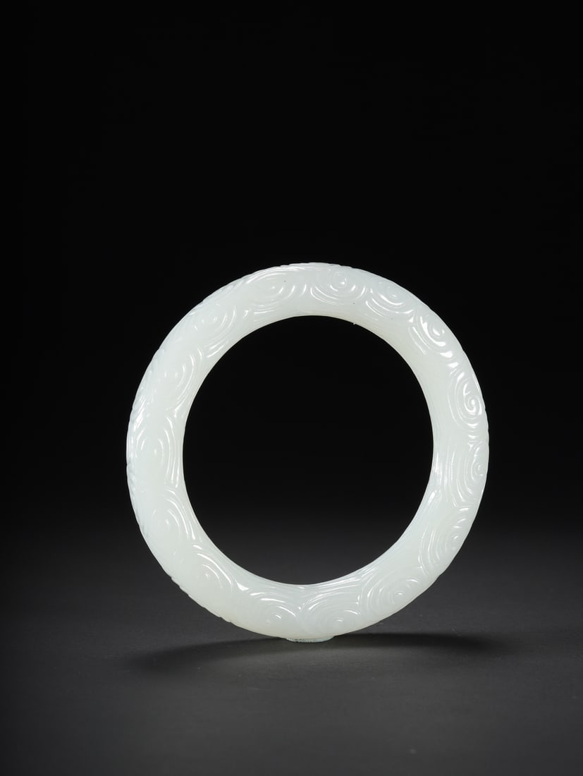 A Exquisite Hotan Jade Auspicious Cloud Pattern Bracelet - 3