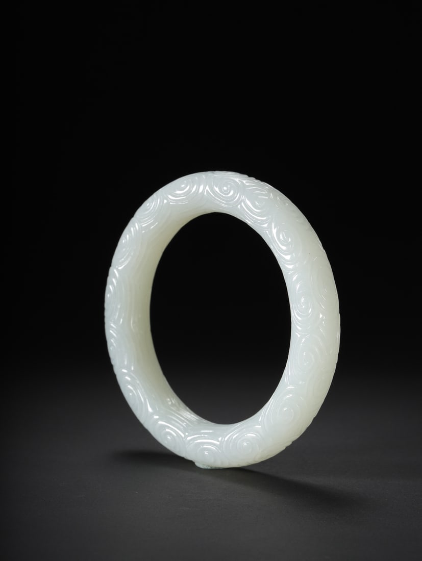 A Exquisite Hotan Jade Auspicious Cloud Pattern Bracelet - 4