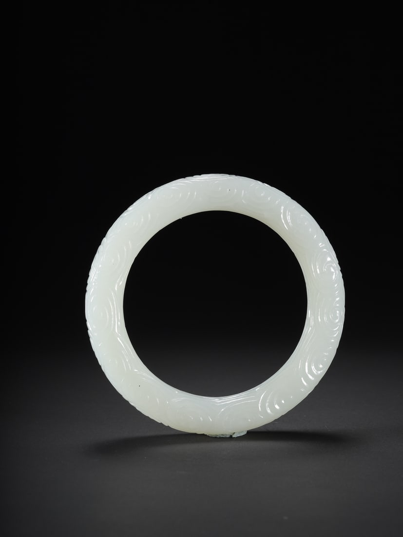 A Exquisite Hotan Jade Auspicious Cloud Pattern Bracelet - 5