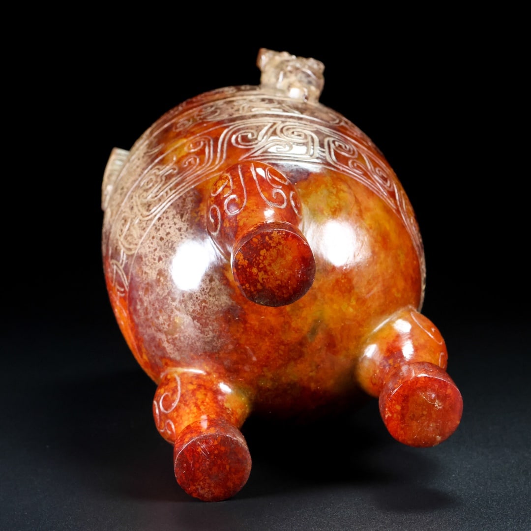 A Exquisite Hotan Jade Beast-Face Pattern Vase - 9