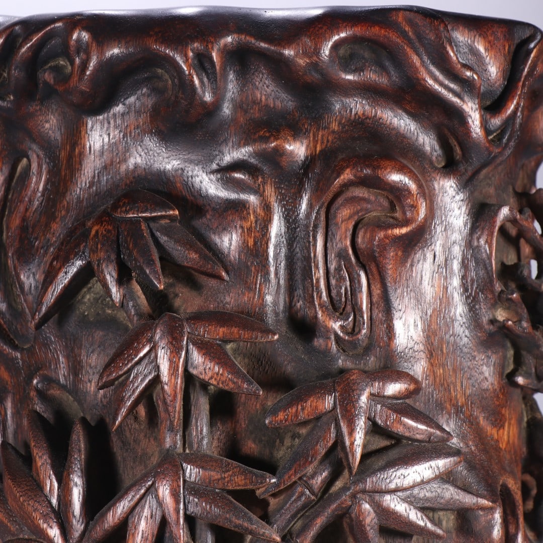 A Exquisite Eaglewood Pine and Bamboo Pattern Brush Pot - 5