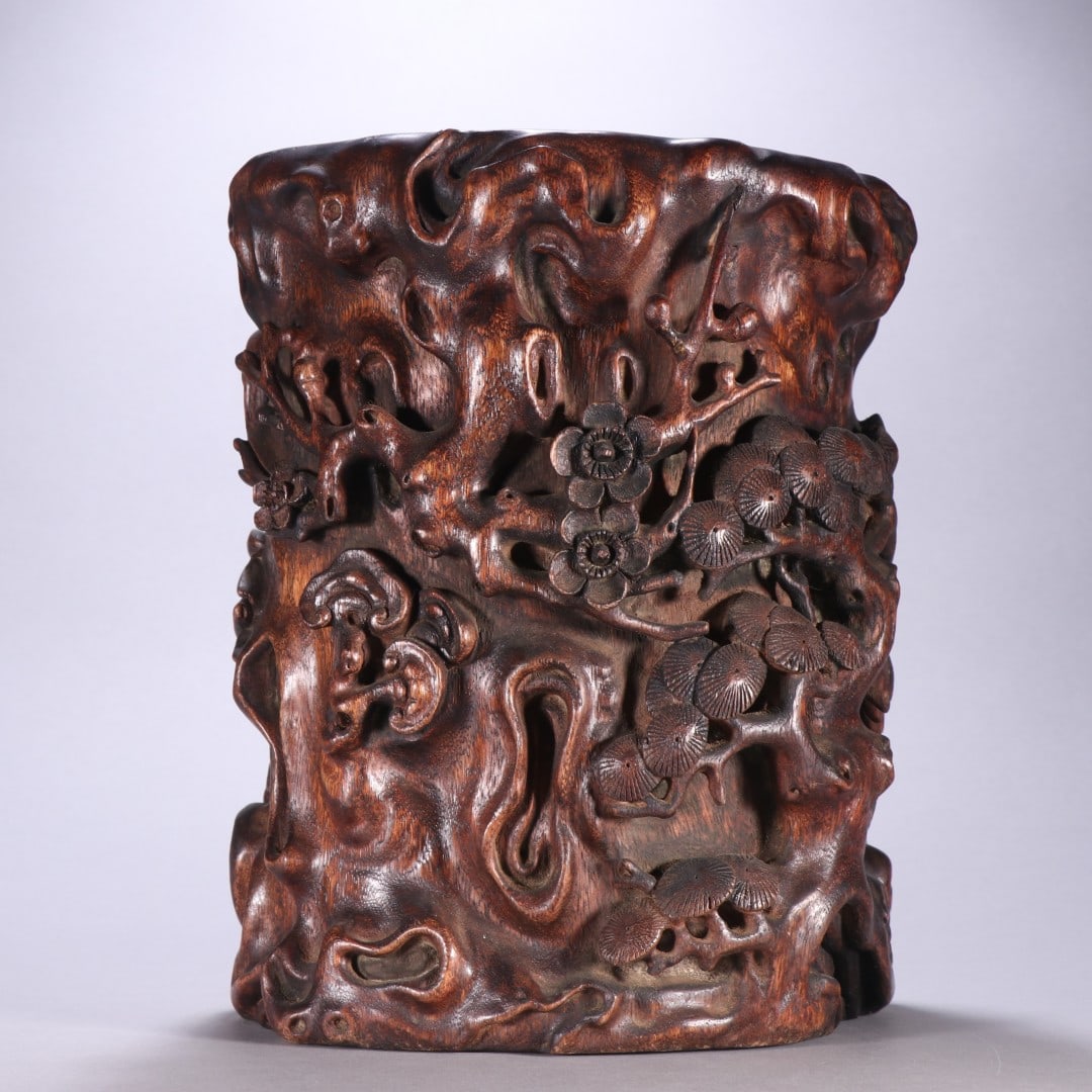 A Exquisite Eaglewood Pine and Bamboo Pattern Brush Pot - 6