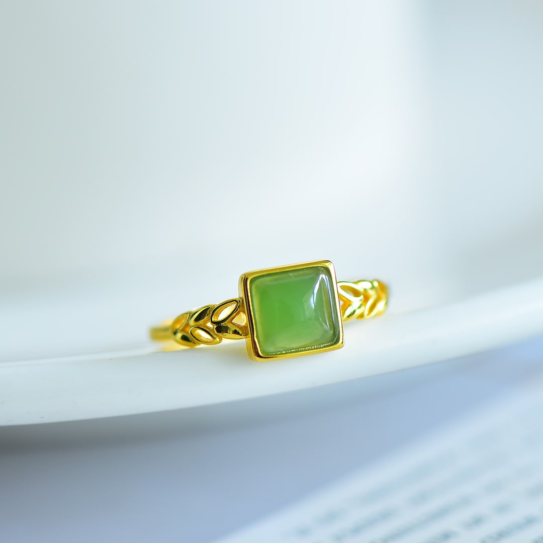 A Exquisite Silver Inlaid Jasper Square-shaped Ring - 3