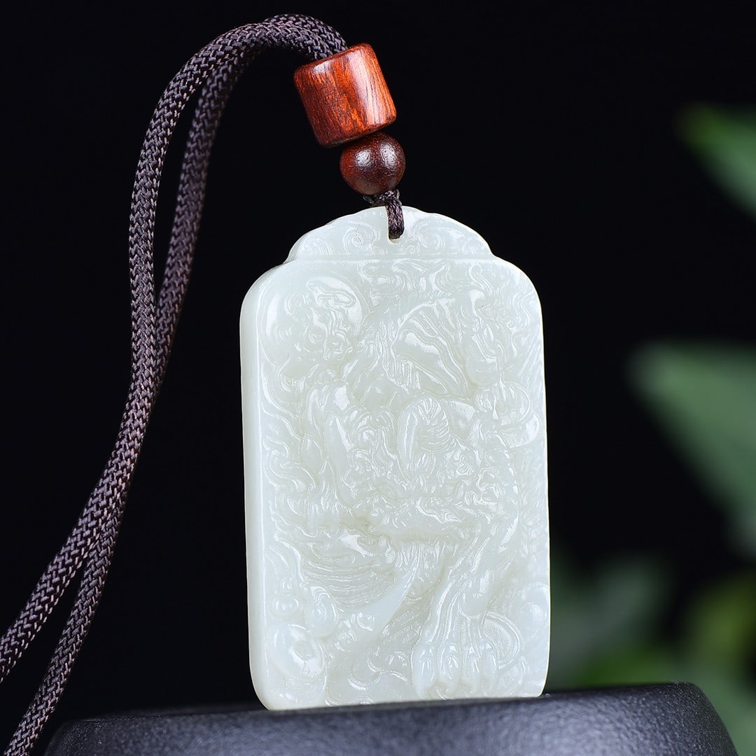 A Exquisite Hotan Jade Auspicious Beast Pattern Pendant - 2
