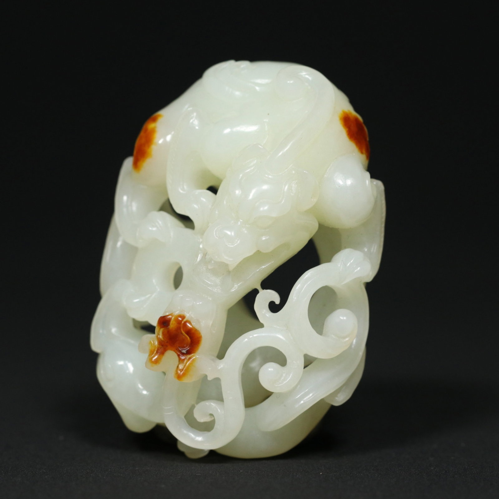 An Exquisite White Jade Dragon Pattern Hand Piece - 5