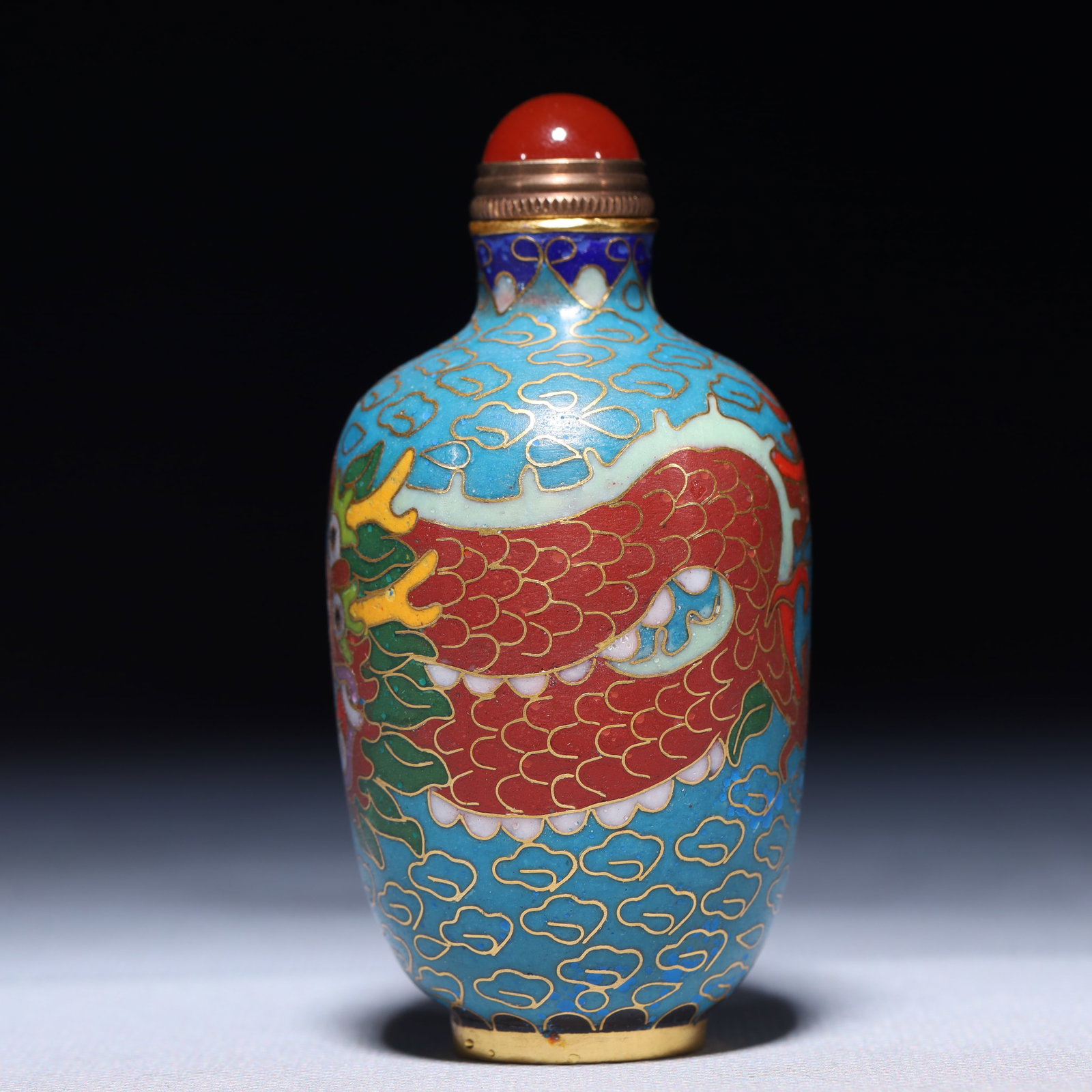 An Exquisite Cloisonne Auspicious Cloud and Dragon Pattern Snuff Bottle - 2