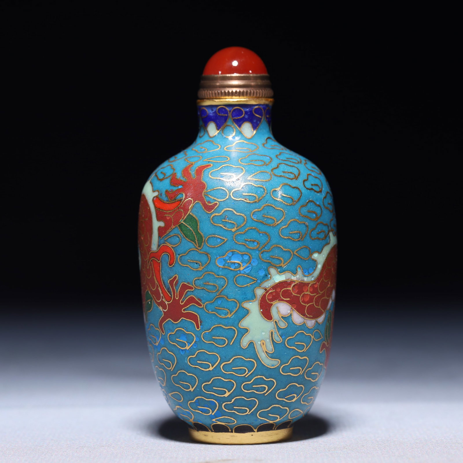 An Exquisite Cloisonne Auspicious Cloud and Dragon Pattern Snuff Bottle - 3