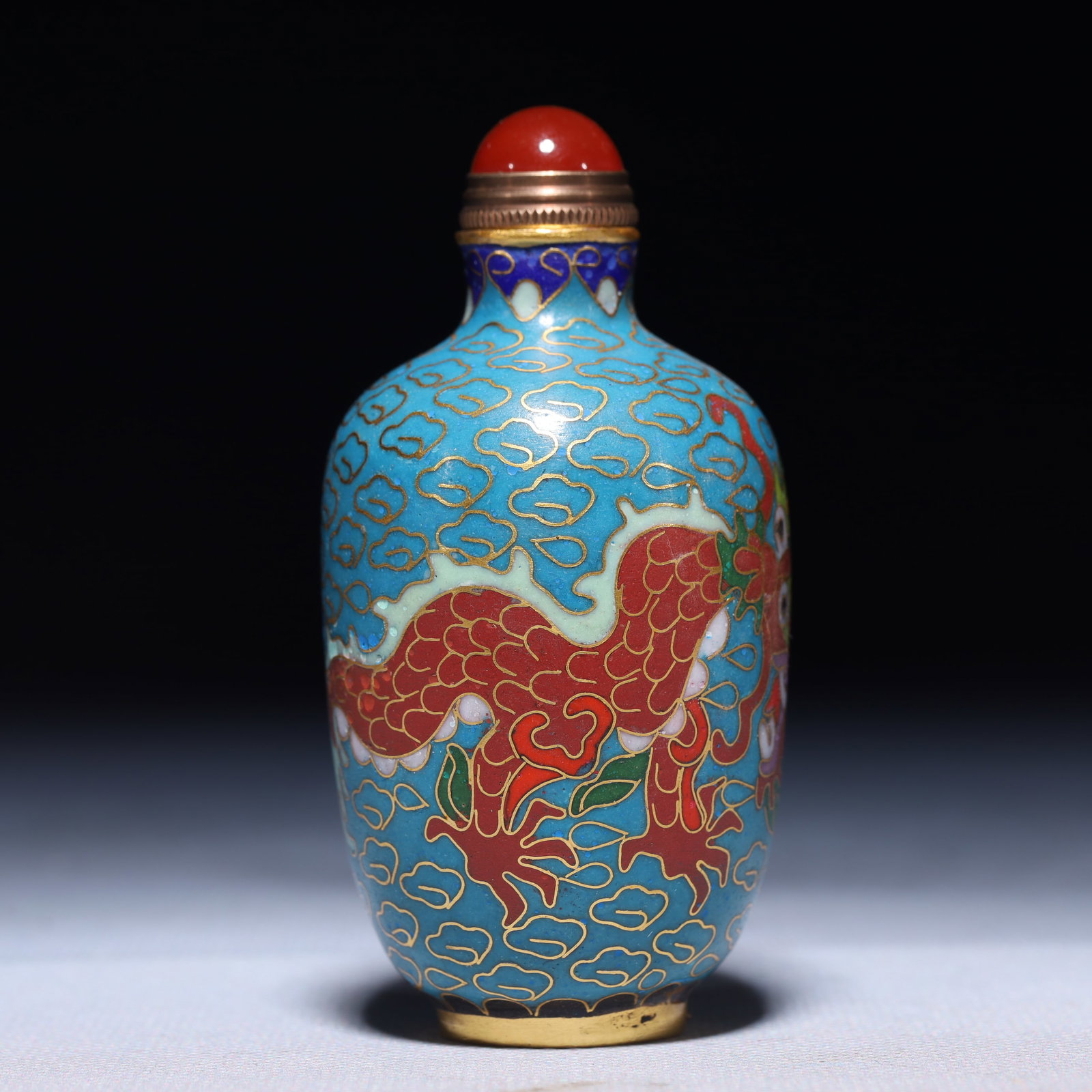 An Exquisite Cloisonne Auspicious Cloud and Dragon Pattern Snuff Bottle - 4