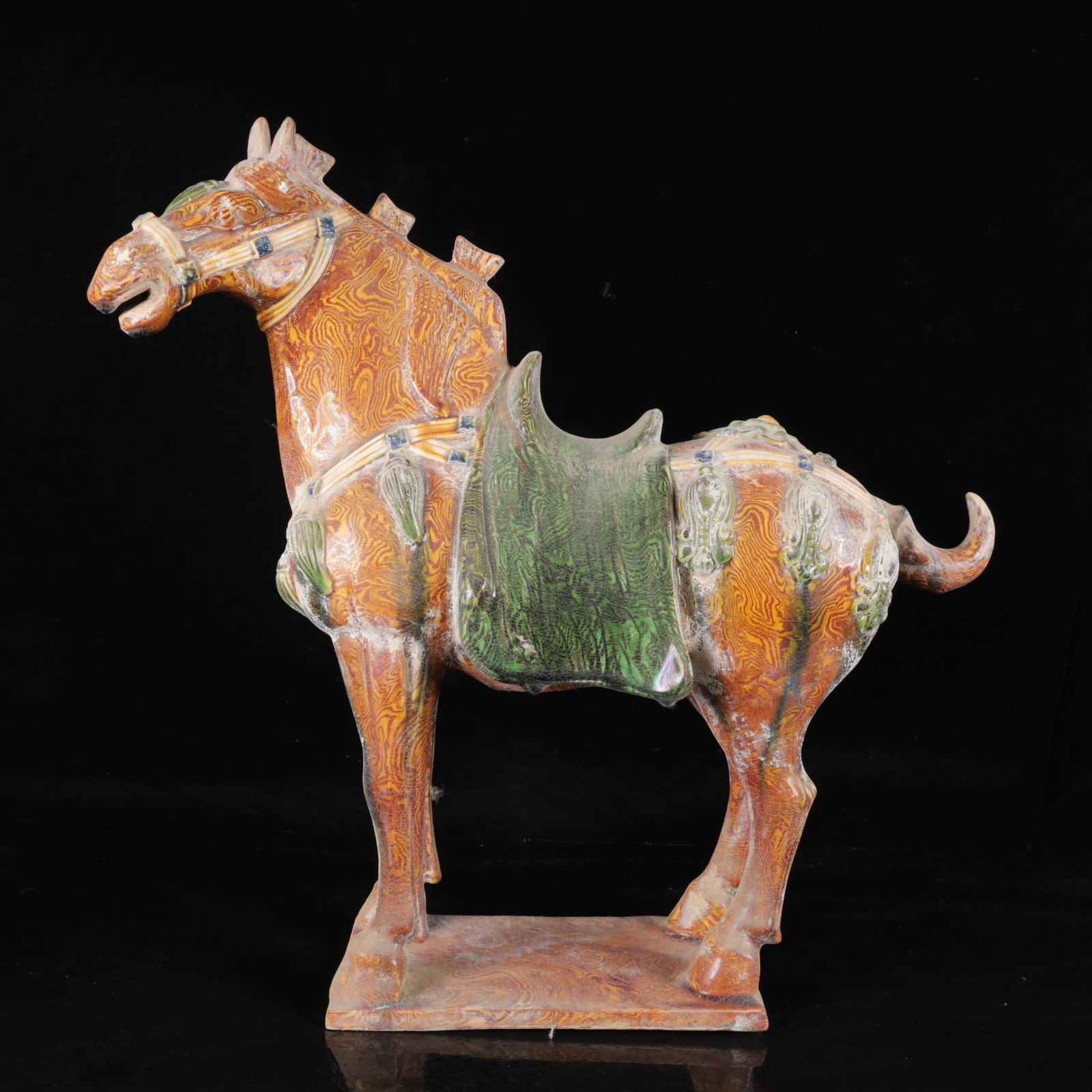 An Exquisite Tang Tri-Color Glazed Pottery Horse Ornament (1 of 14)