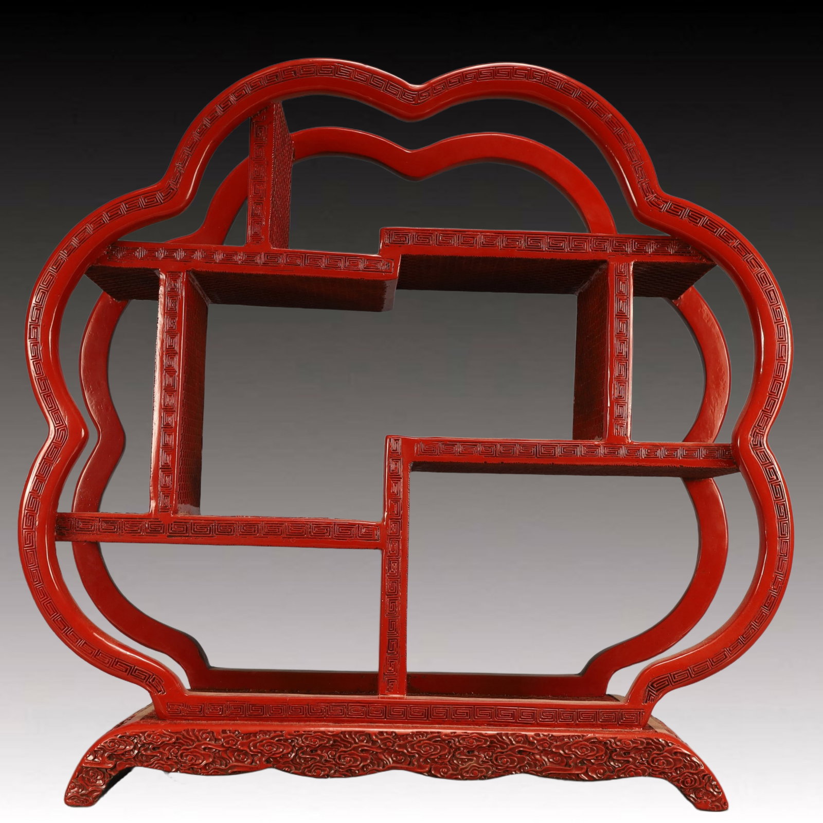 A Huge Carved Red Lacquer Crane and Deer Pattern Ornament,with an Imperial Poem by Emperor: A Huge Carved Red Lacquer Crane and Deer Pattern Ornament,with an Imperial Poem by Emperor Qianlong,Qing Dynasty, China,Size:20.5inx8.7inx20.1in,Weight:6650g 剔红漆器鹤&#