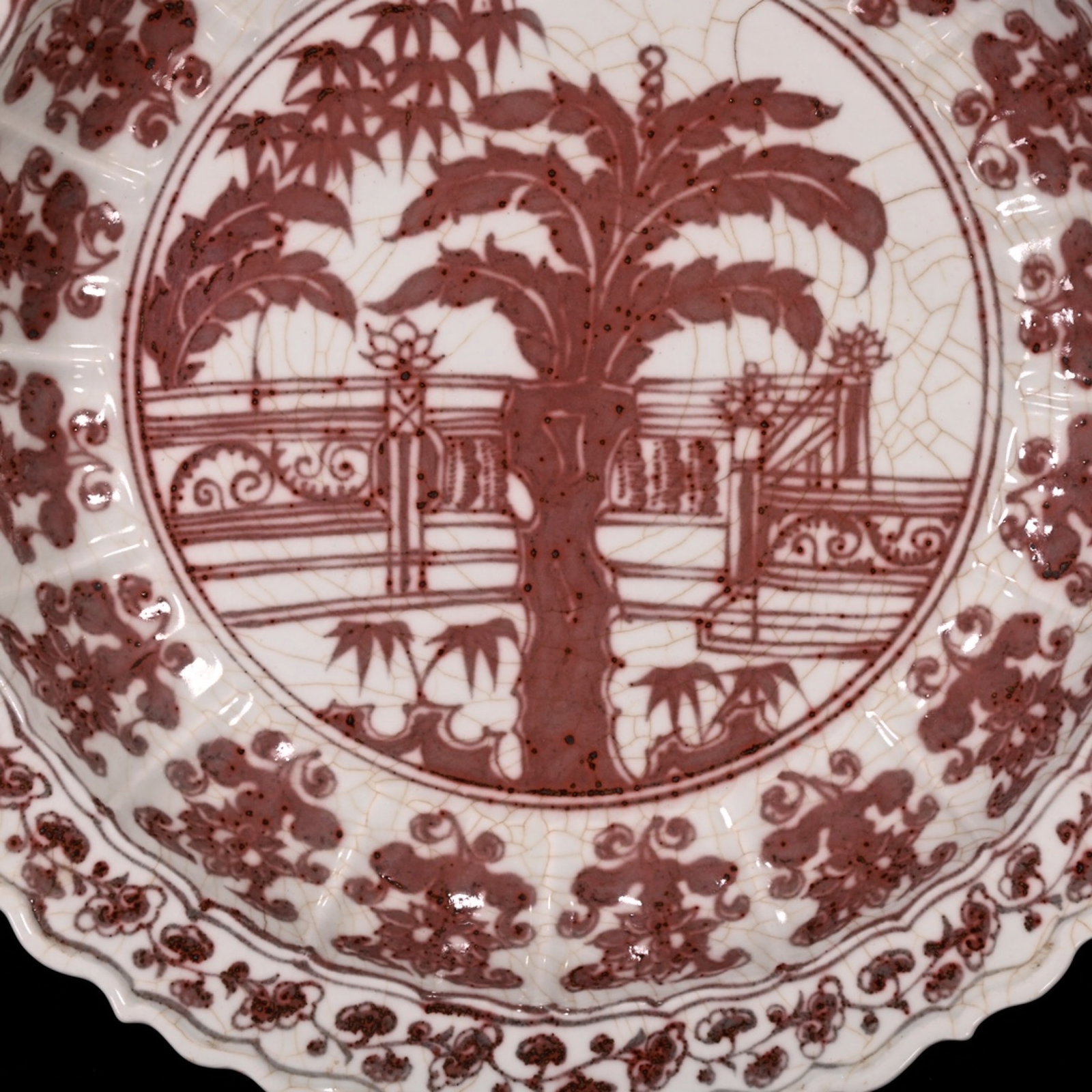 A Huge Underglaze-Red Flower Pattern Plate - 4