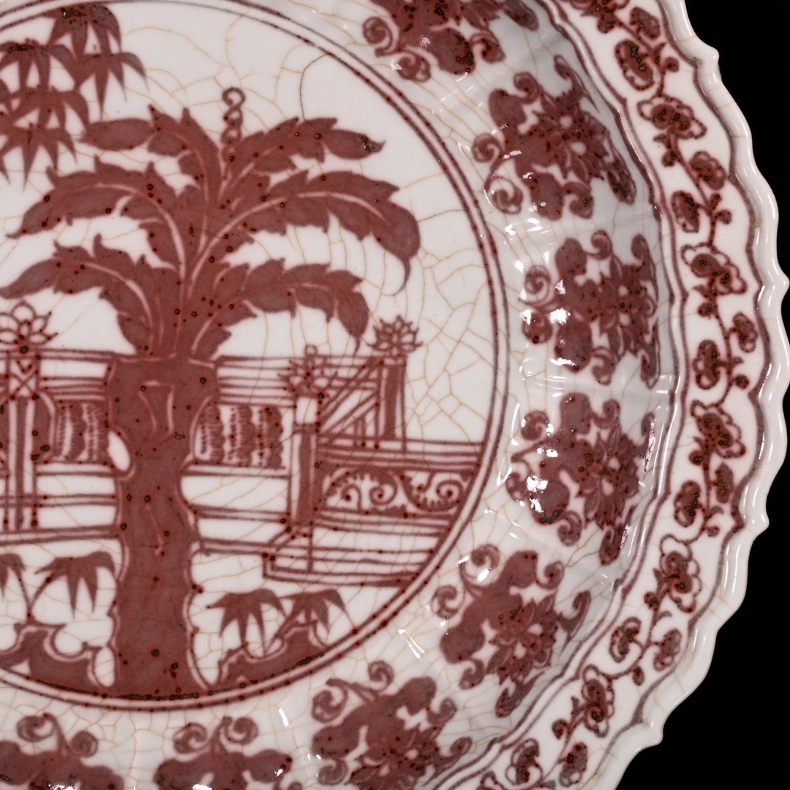 A Huge Underglaze-Red Flower Pattern Plate - 5