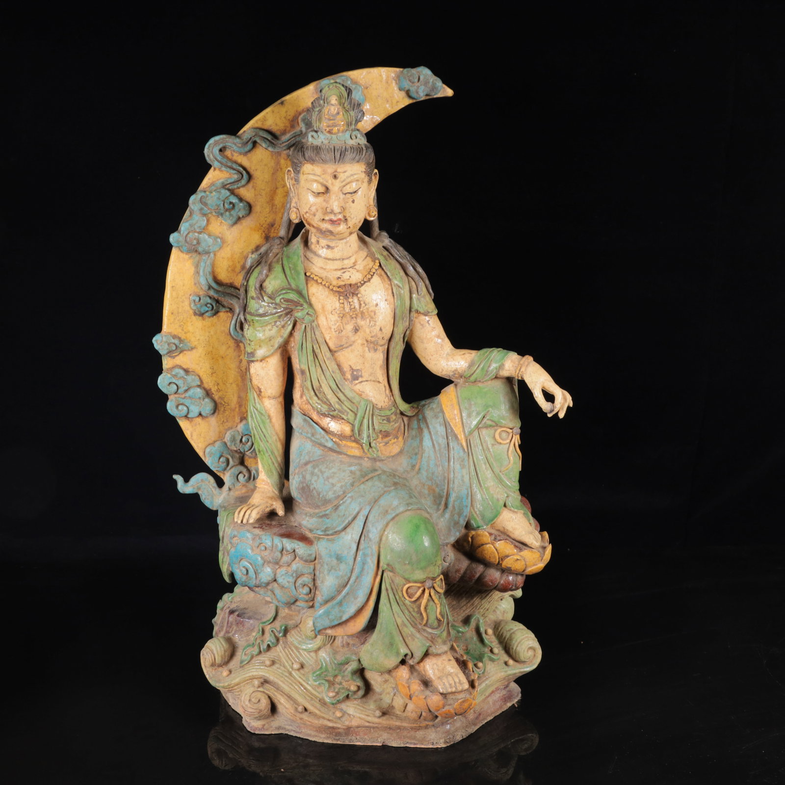 An Exquisite Tang Tri-Color Glazed Pottery Character and Story Pattern Ornament: An Exquisite Tang Tri-Color Glazed Pottery Character and Story Pattern Ornament,Tang Dynasty,China,Size:20.5inx11.8inx7.9in,Weight:6400g 唐三彩人物故事纹