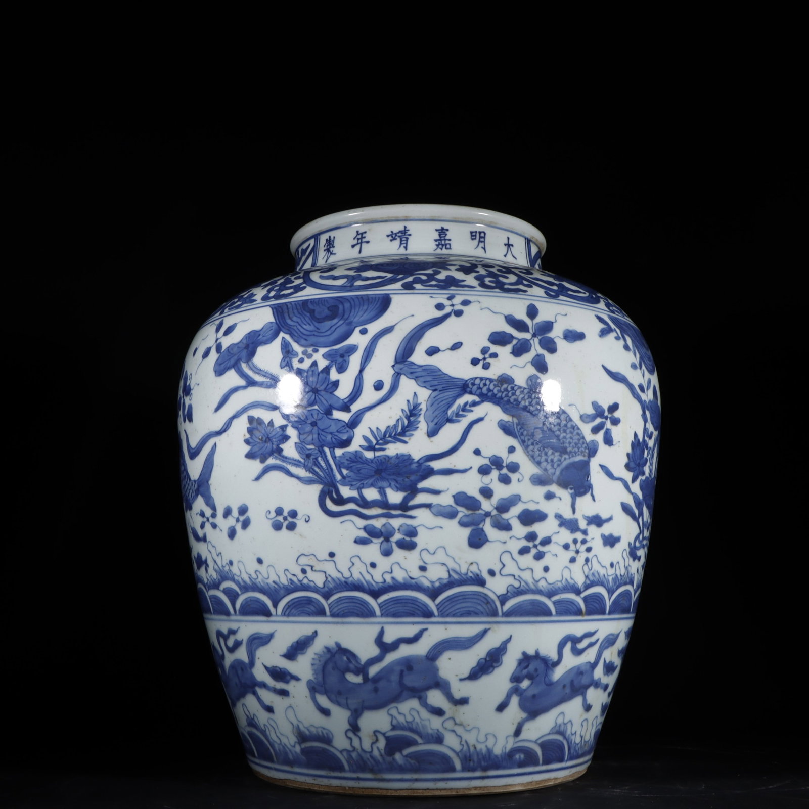A Rare Blue and White Hornwort Pattern Jar (1 of 9)