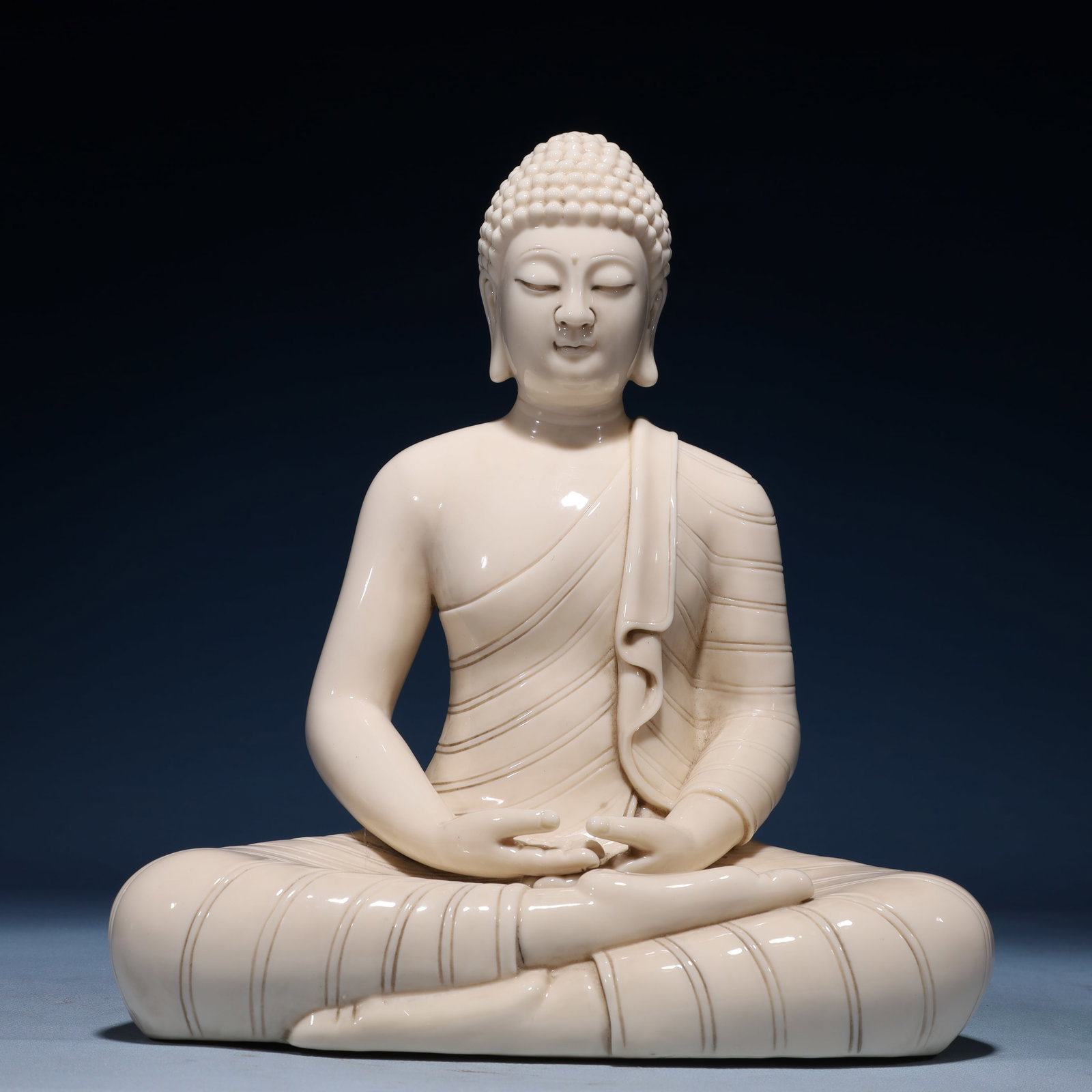 A Solemn Blance-De-Chine Statue of Sakyamuni (1 of 11)