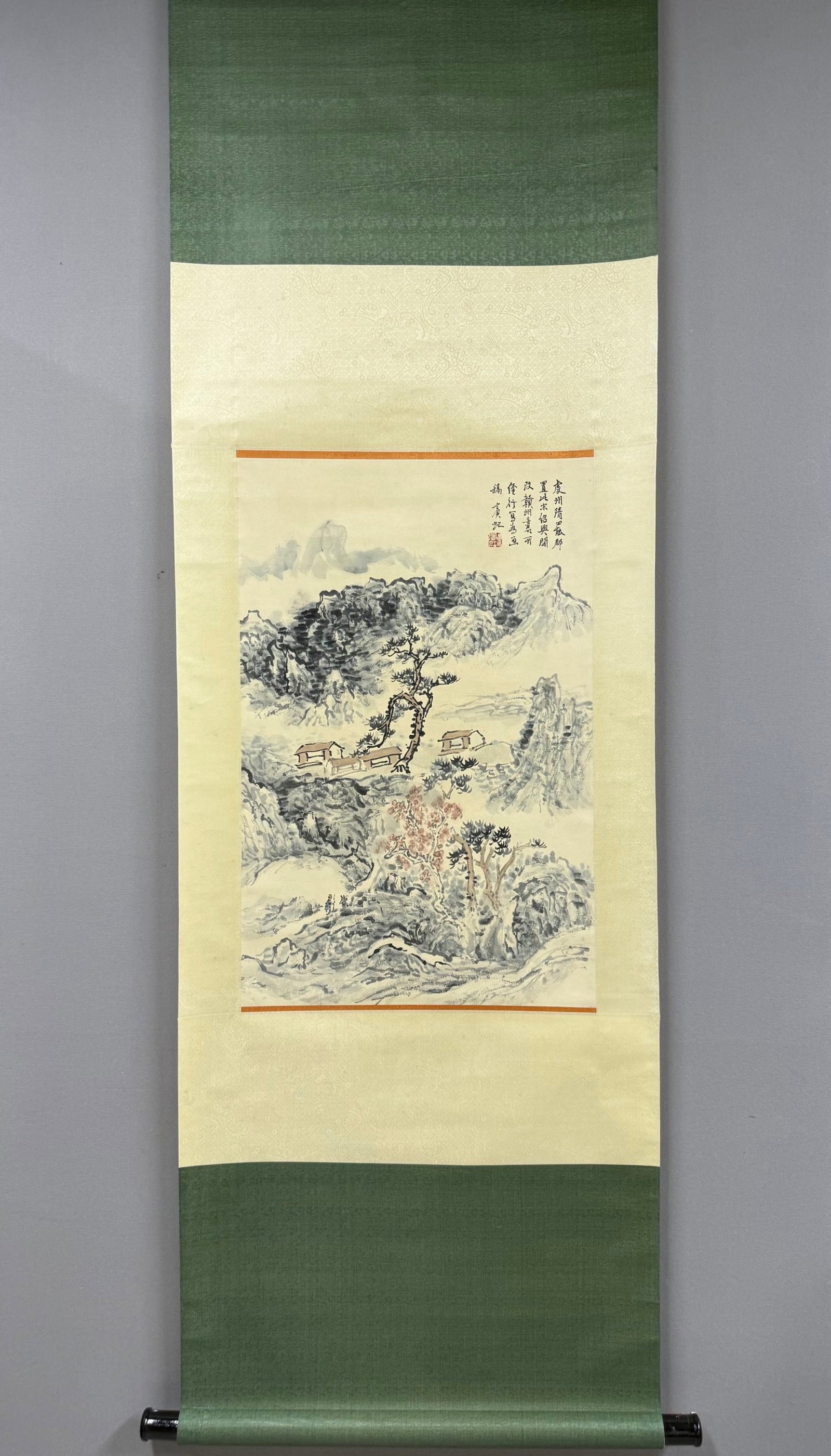 A Chinese Vertical Scroll Ink Painting of Landscape on Paper: A Chinese Vertical Scroll Ink Painting of Landscape on Paper,Huang Binhong,Size:26.8inx17.3in 一幅中国水墨山水画立轴,黄宾&