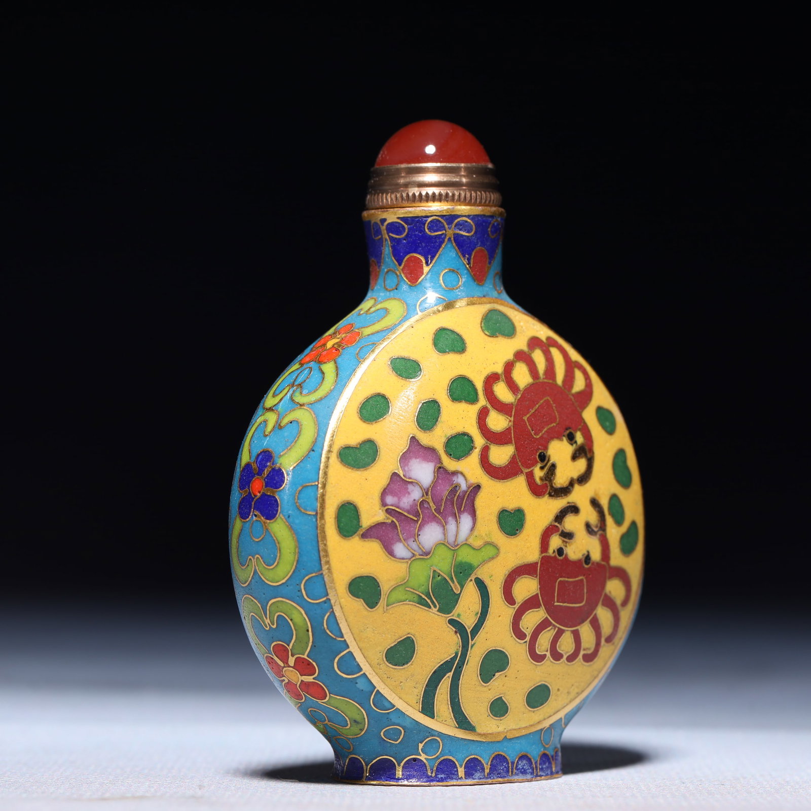 An Exquisite Cloisonne Flower Pattern Snuff Bottle - 4