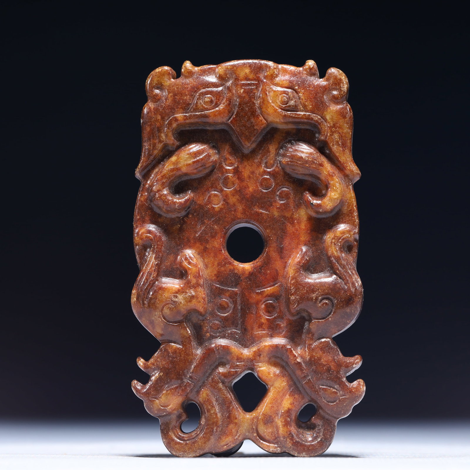 An Exquisite Archaic Jade Beast-Face Pattern Pendant - 2