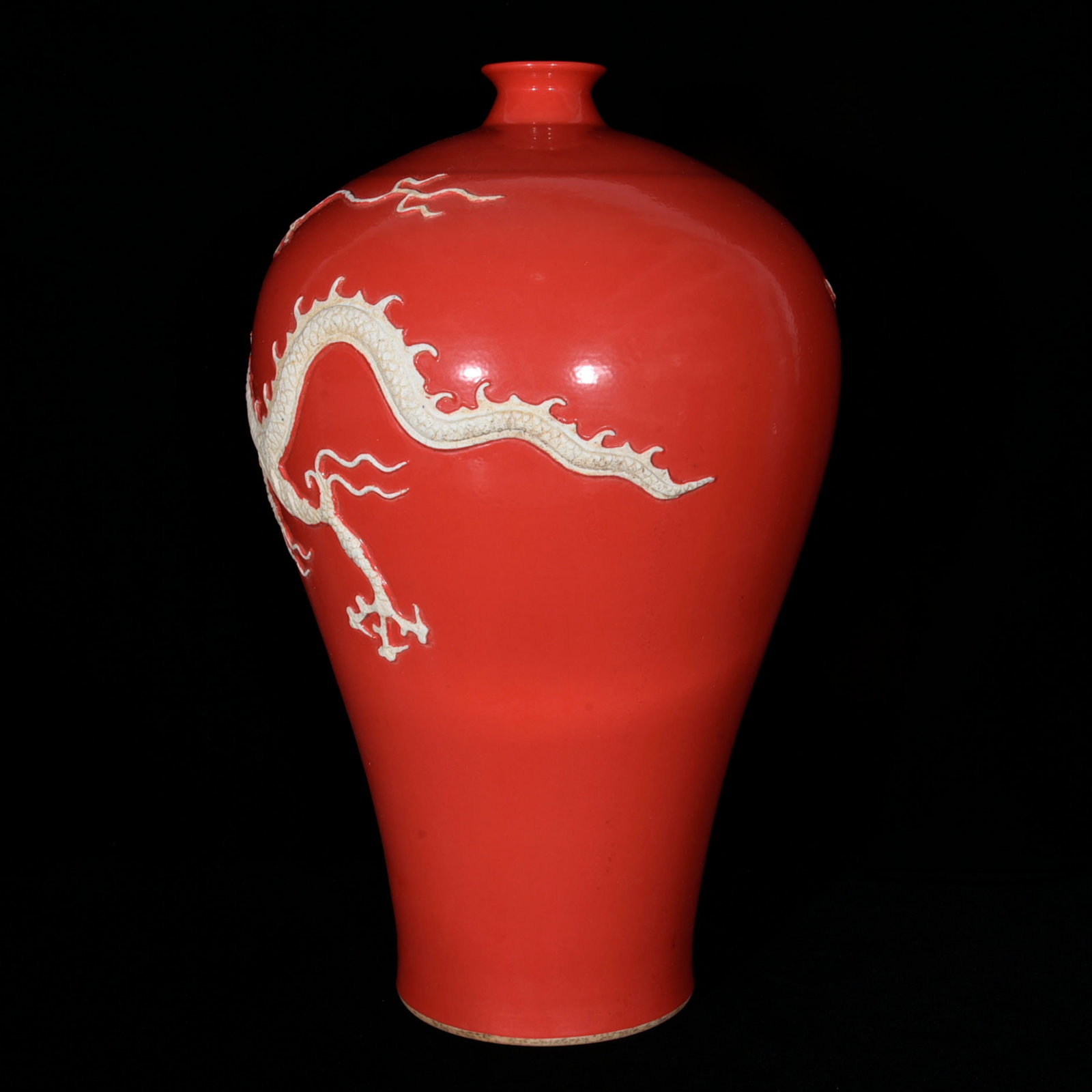 A Huge Red Glazed Dragon Pattern Vase - 4