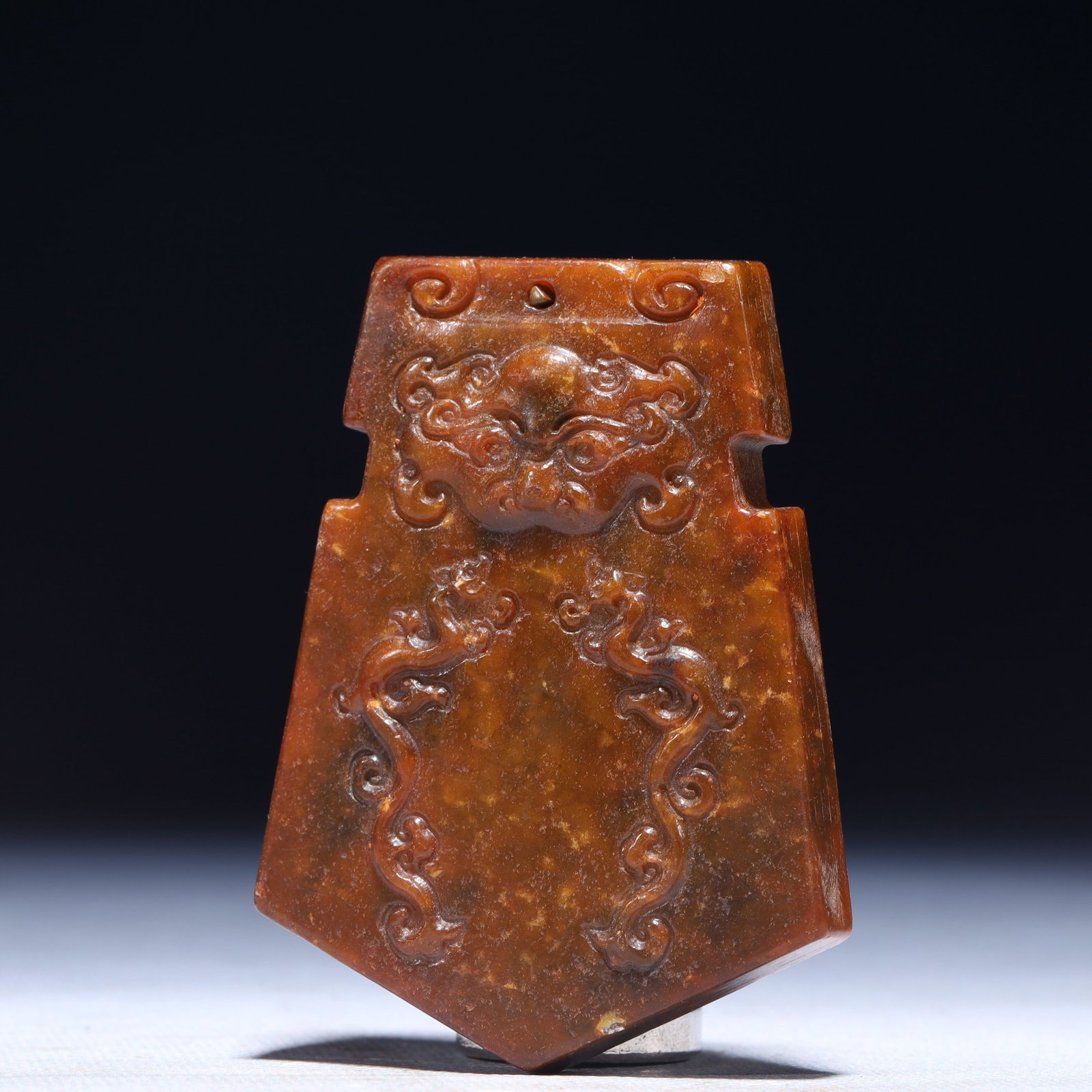 An Exquisite Archaic Jade Dragon Pattern Pendant - 2