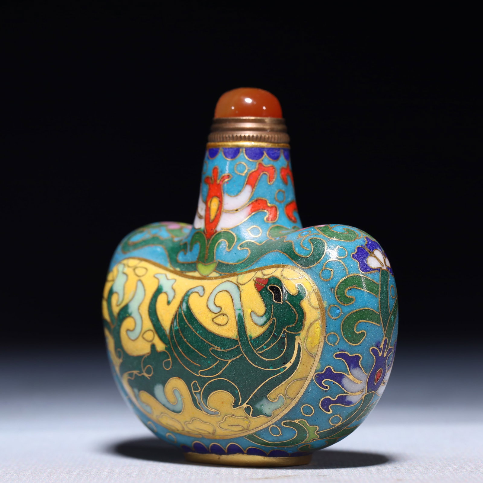 An Exquisite Cloisonne Chi-Dragon Pattern Snuff Bottle - 2