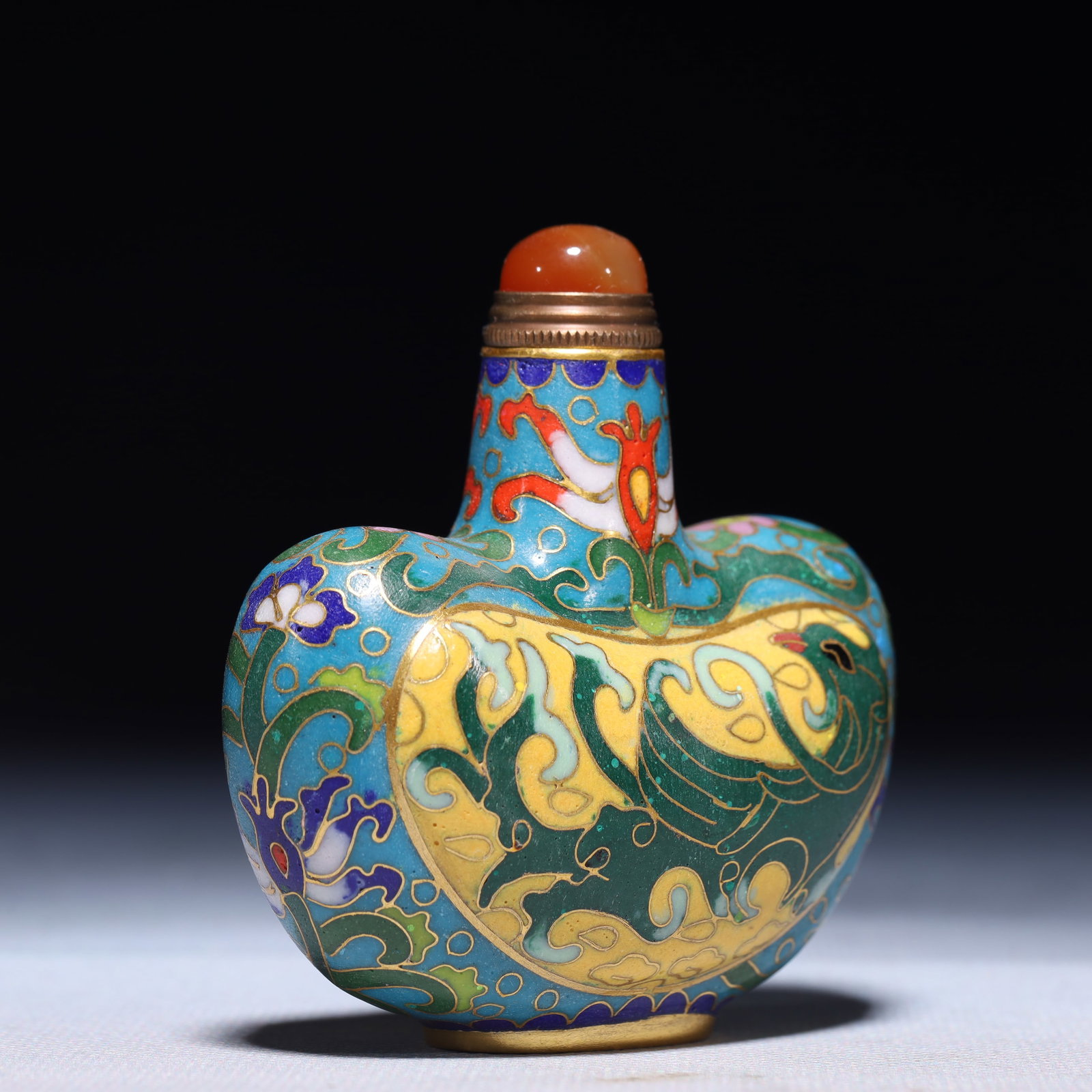 An Exquisite Cloisonne Chi-Dragon Pattern Snuff Bottle - 4
