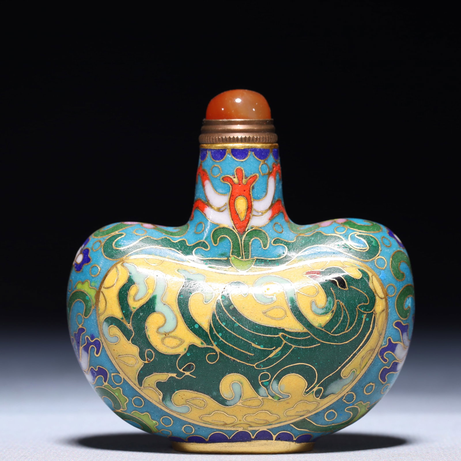 An Exquisite Cloisonne Chi-Dragon Pattern Snuff Bottle - 5