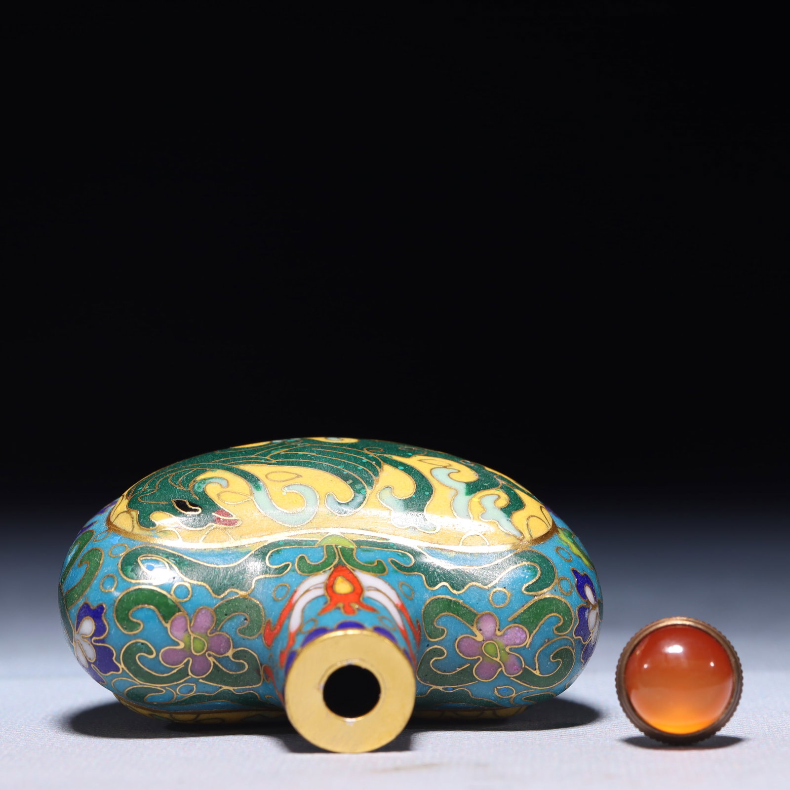 An Exquisite Cloisonne Chi-Dragon Pattern Snuff Bottle - 7