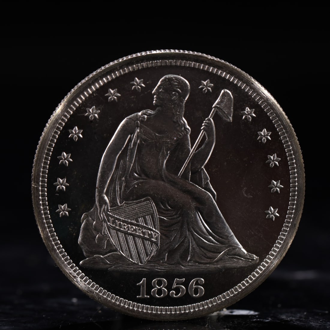 USA One Dollar 1856 Coin: American coin. IN GOD WE TRUST / LIBERTY / 1856 / UNITED STATES OF AMERICA / ONE DOL. Weight:26.9g.