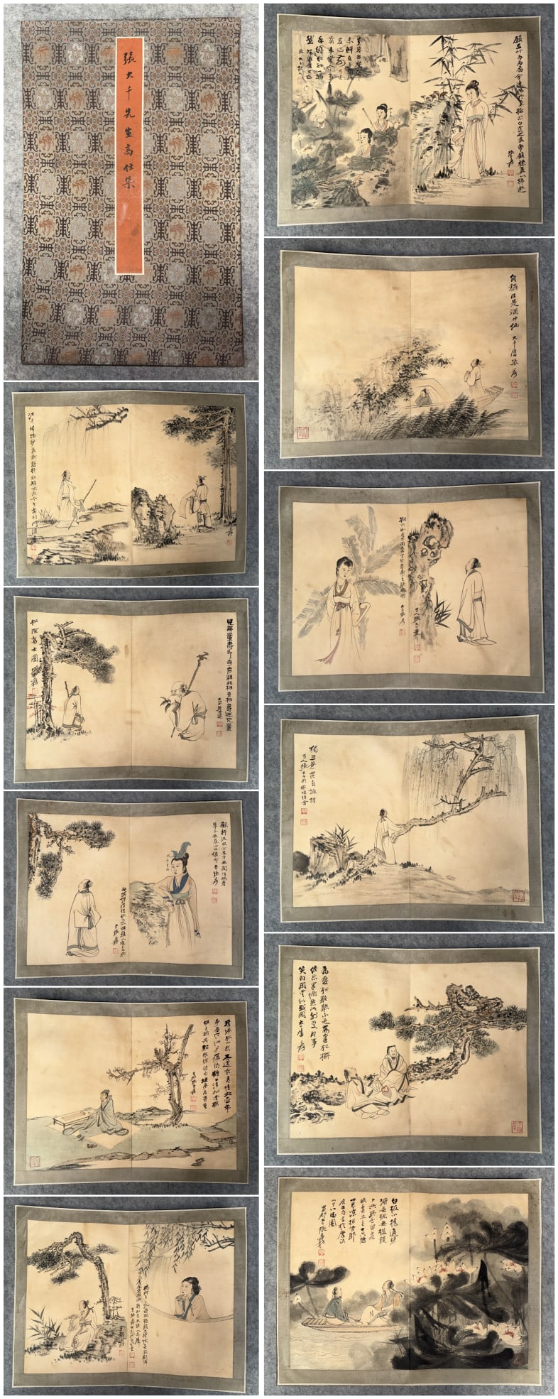 A Chinese Album Ink Painting of Figure and Story on Paper: A Chinese Album Ink Painting of Figure and Story on Paper,Zhang Daqian,Size:(Single)15.7inx21.3in,(Album)18.5inx11.8in