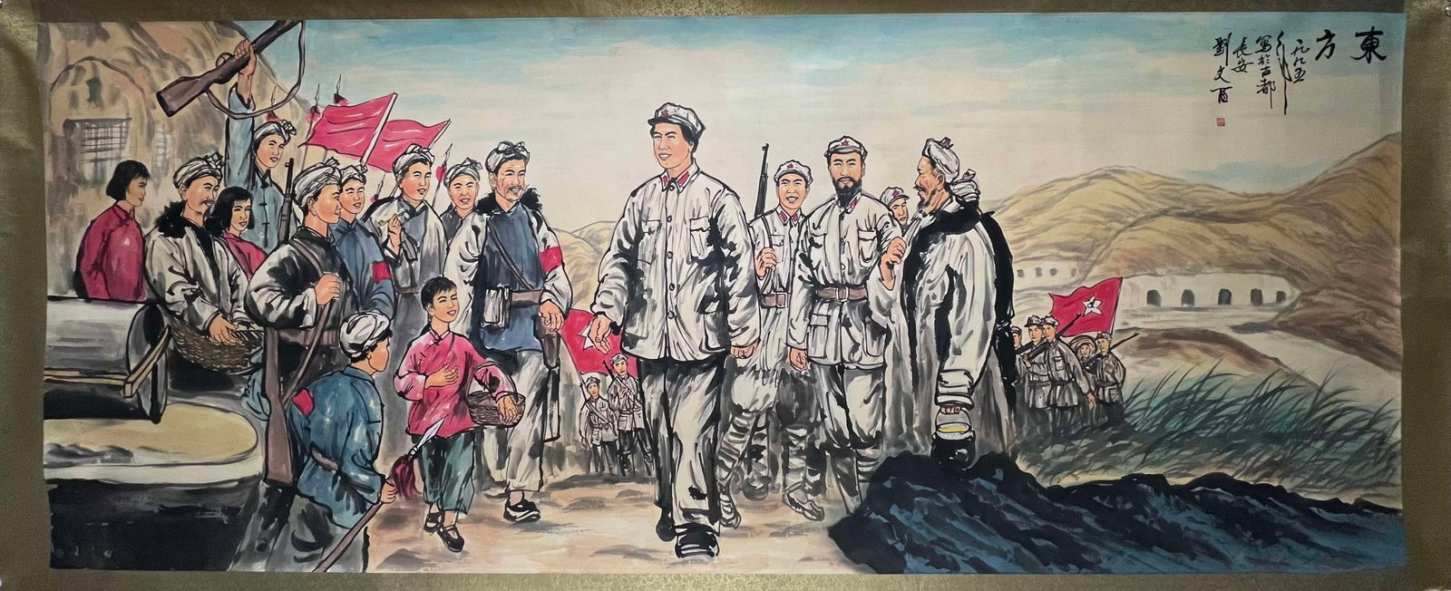 A Chinese Ink Painting of Character and Story on Paper: A Chinese Ink Painting of Character and Story on Paper,Liu Wenxi,Size:57.1inx141.7in 一幅中国水墨人物故事画,刘文西