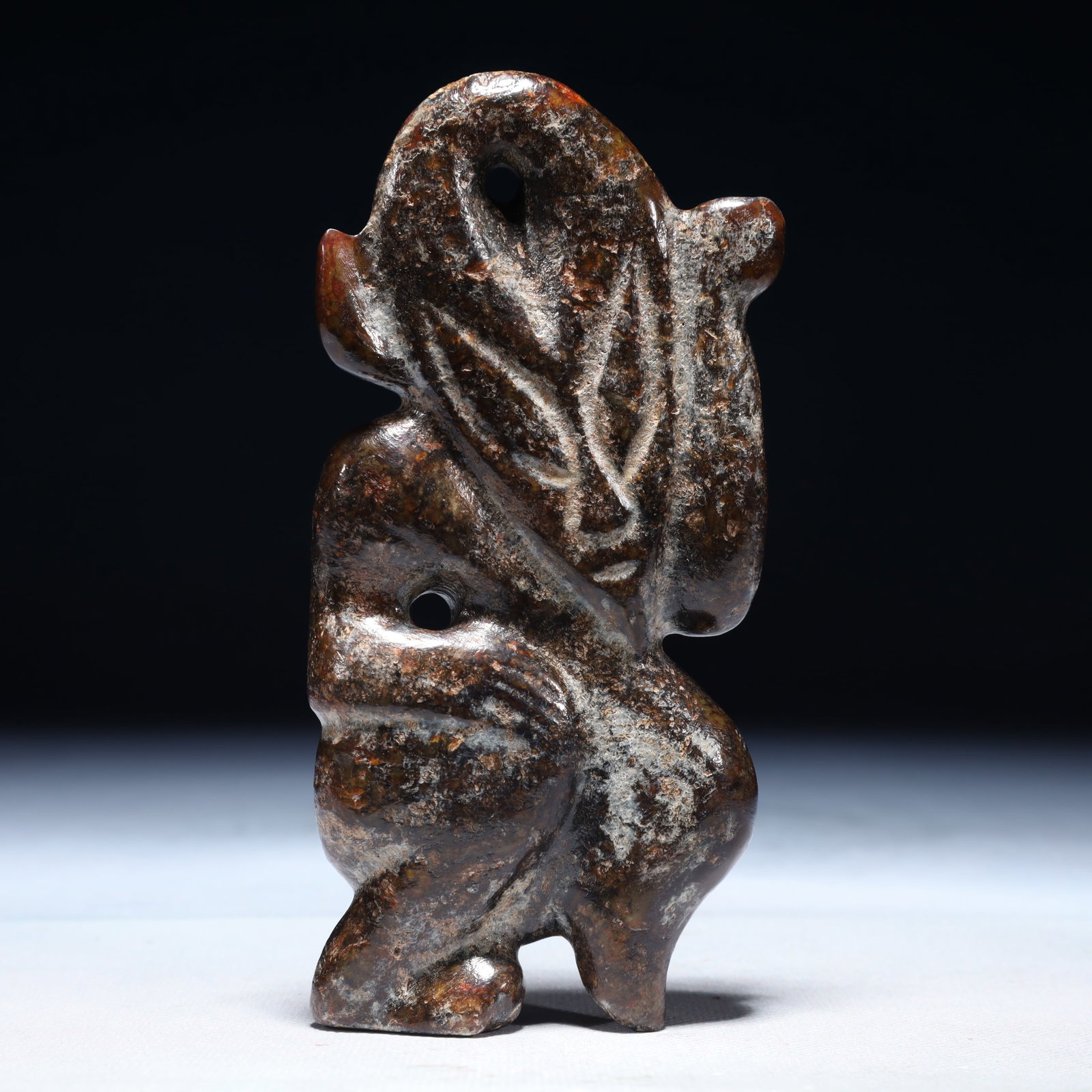 An Archaic Hongshan Culture Yellow Jade Figure Ornament: An Archaic Hongshan Culture Yellow Jade Figure Ornament,Ancient Time,China,Size:2.8inx0.8inx5.5in,Weight:400g 红山文化黄玉人物摆件,中&