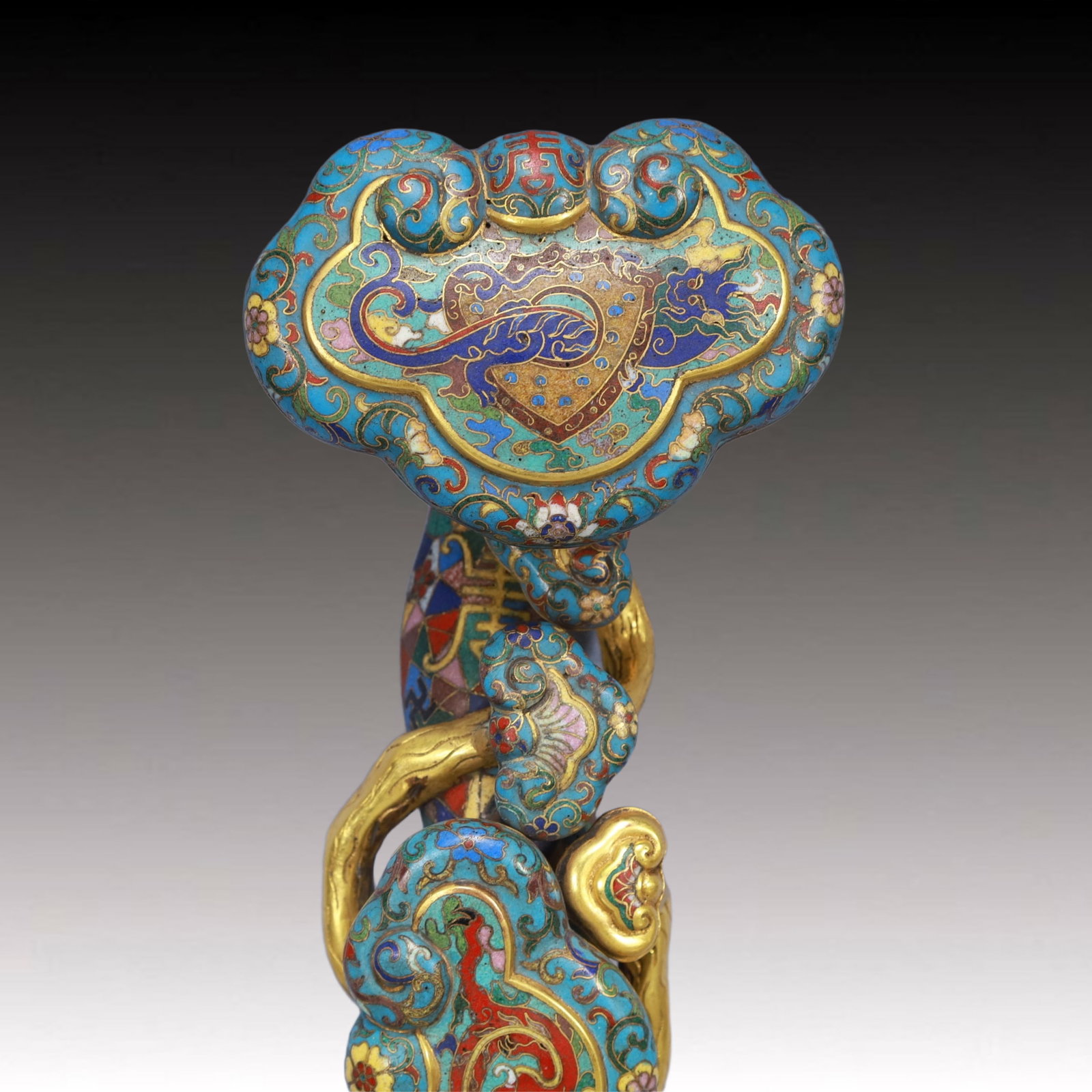 An Exquisite Cloisonne Dragon and Phoenix Pattern Ruyi - 2