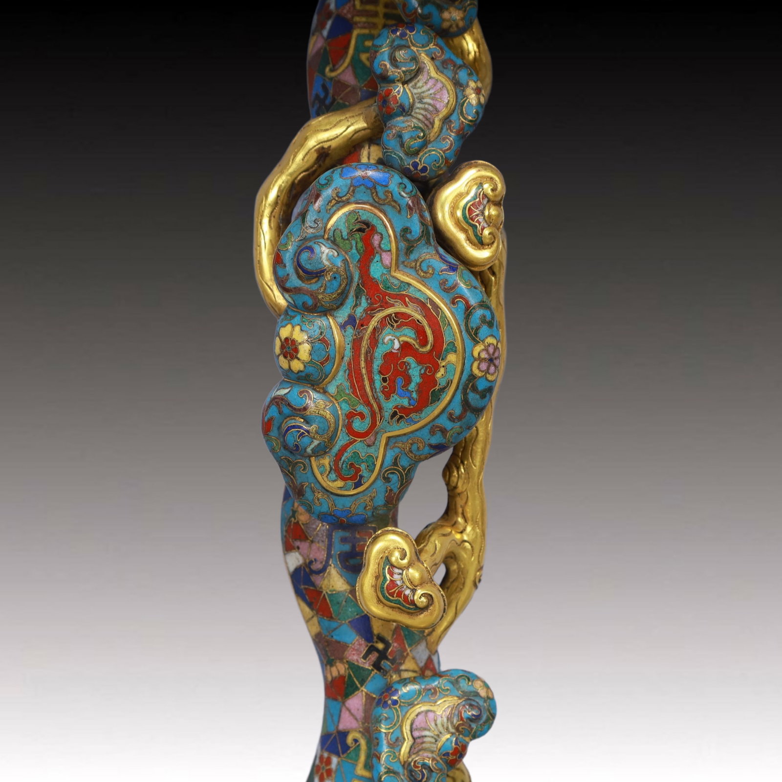 An Exquisite Cloisonne Dragon and Phoenix Pattern Ruyi - 3