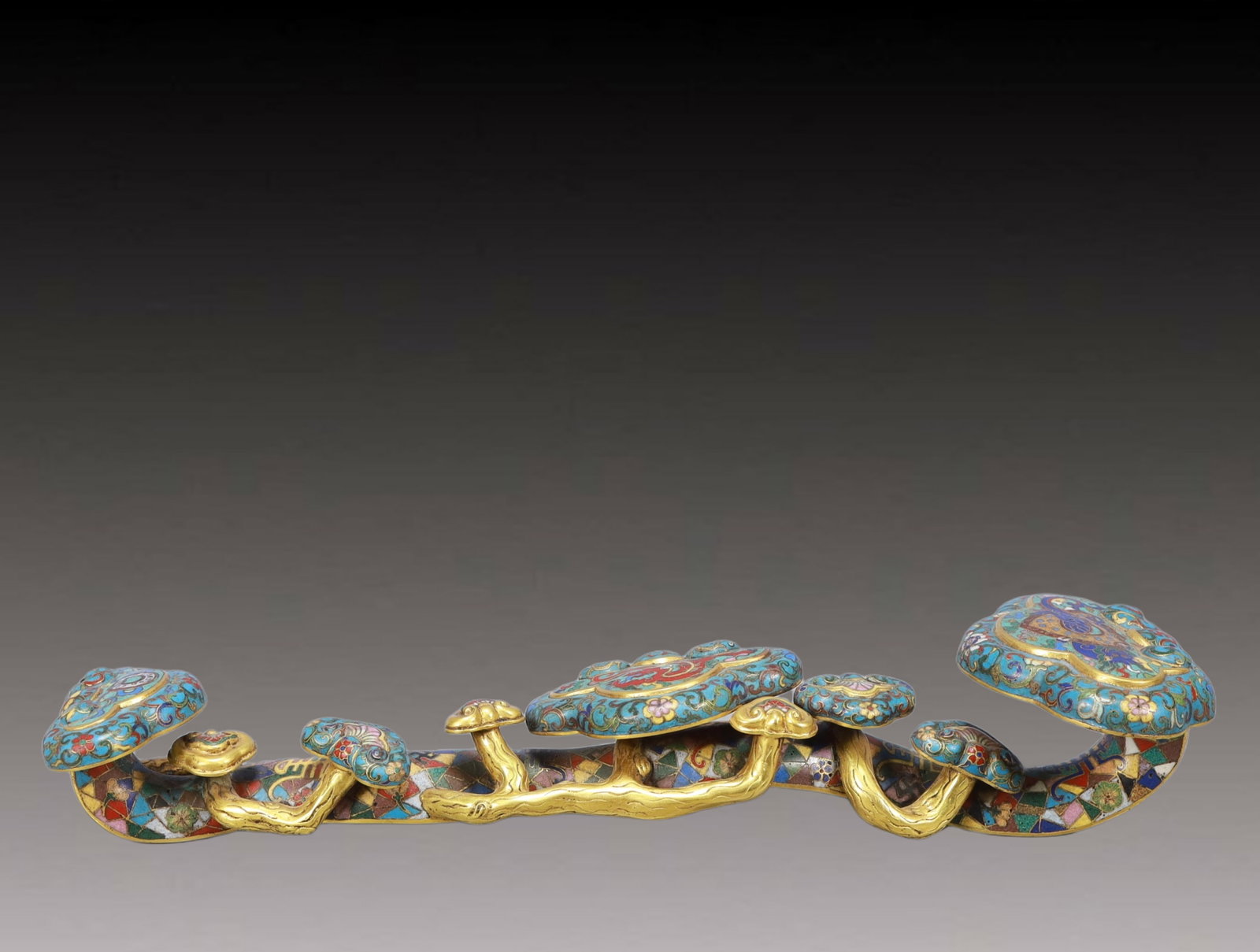 An Exquisite Cloisonne Dragon and Phoenix Pattern Ruyi - 9