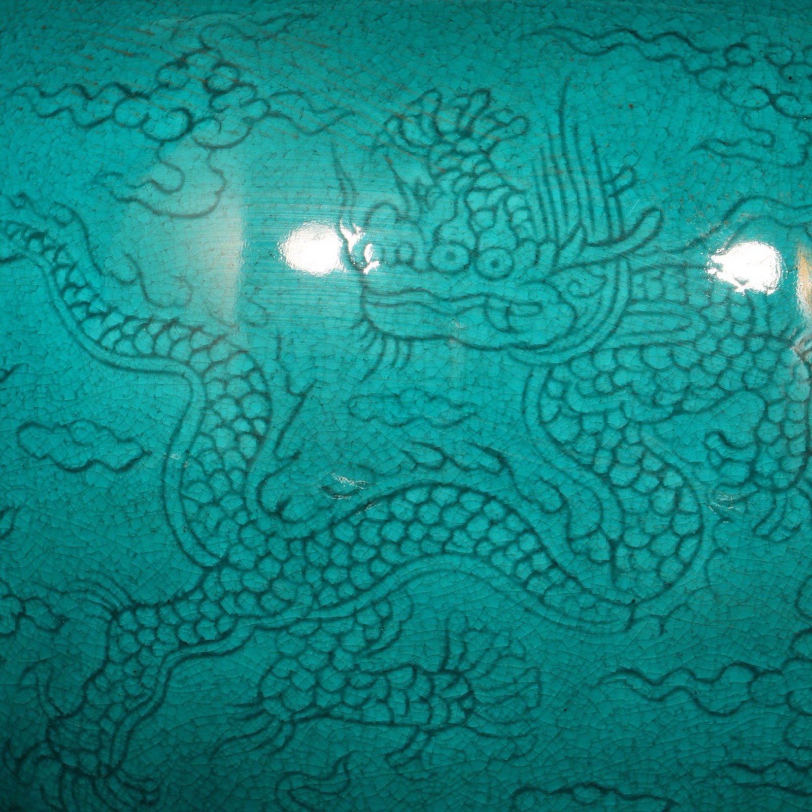 An Exquisite Green Auspicious Cloud and Dragon Pattern Washer - 6