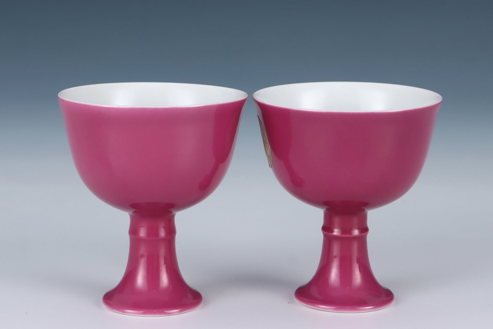 A Pair of Exquisite Ruby Red-Glazed Stem Cups - 3