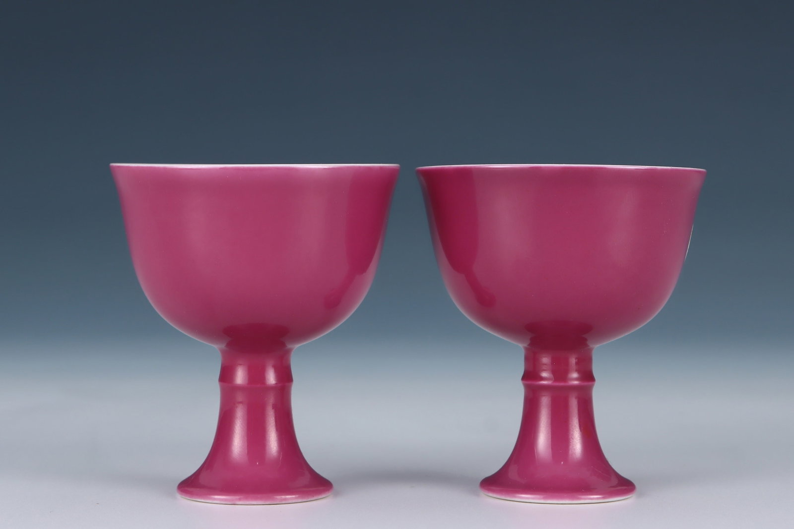 A Pair of Exquisite Ruby Red-Glazed Stem Cups - 5
