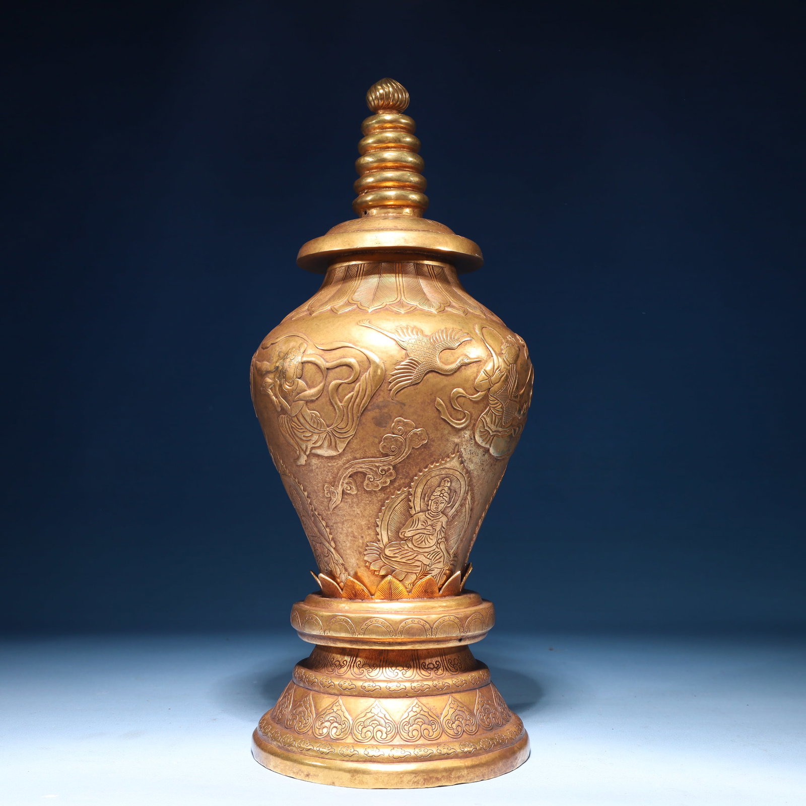 An Exquisite Gilt Bronze Character and Story Pattern Vase: An Exquisite Gilt Bronze Character and Story Pattern Vase,Qing Dynasty,China,Size:6.3inx14.6in,Weight:2250g