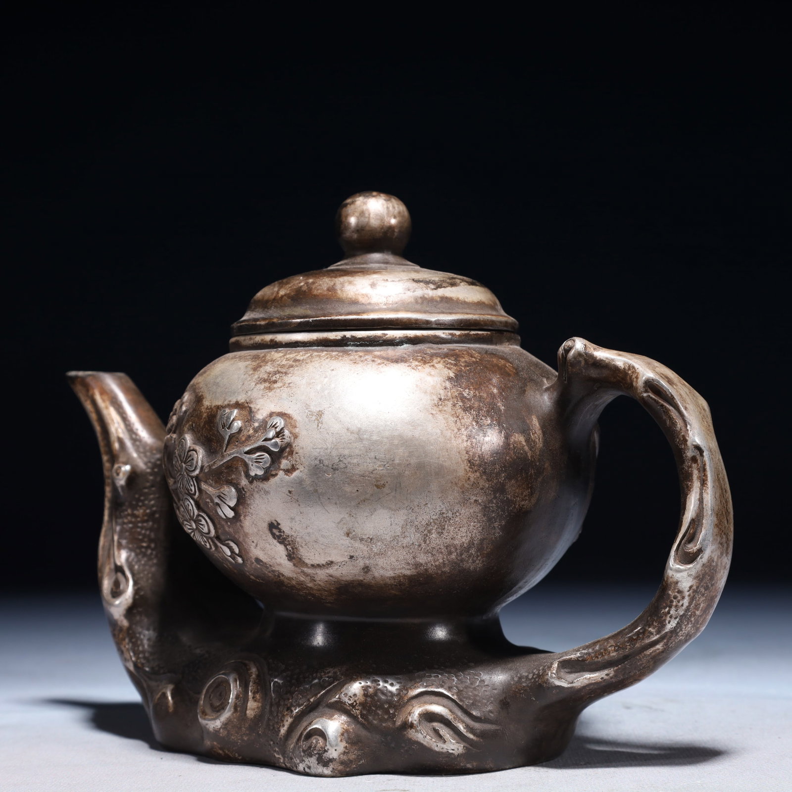 An Exquisite Silver-plated Bronze Flower Pattern Teapot - 10