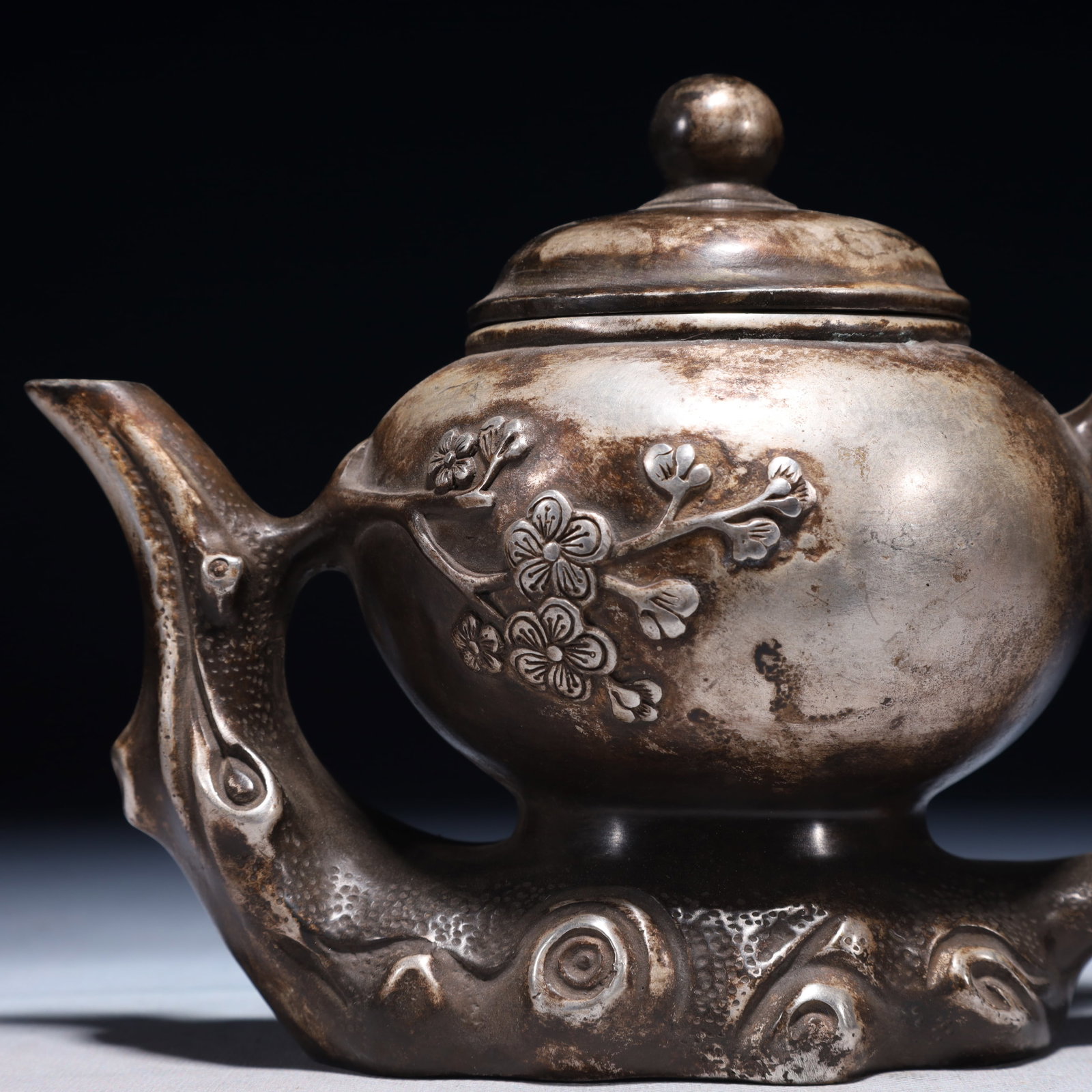 An Exquisite Silver-plated Bronze Flower Pattern Teapot - 2
