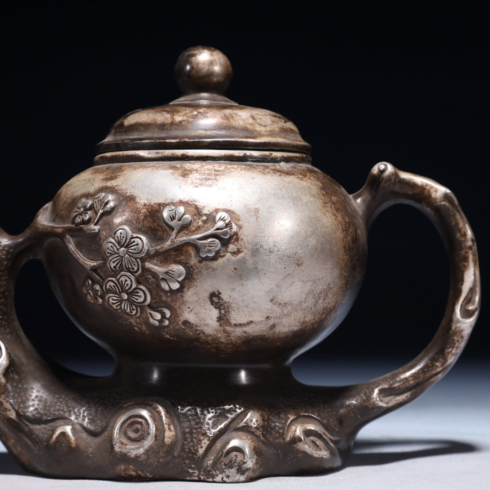 An Exquisite Silver-plated Bronze Flower Pattern Teapot - 3