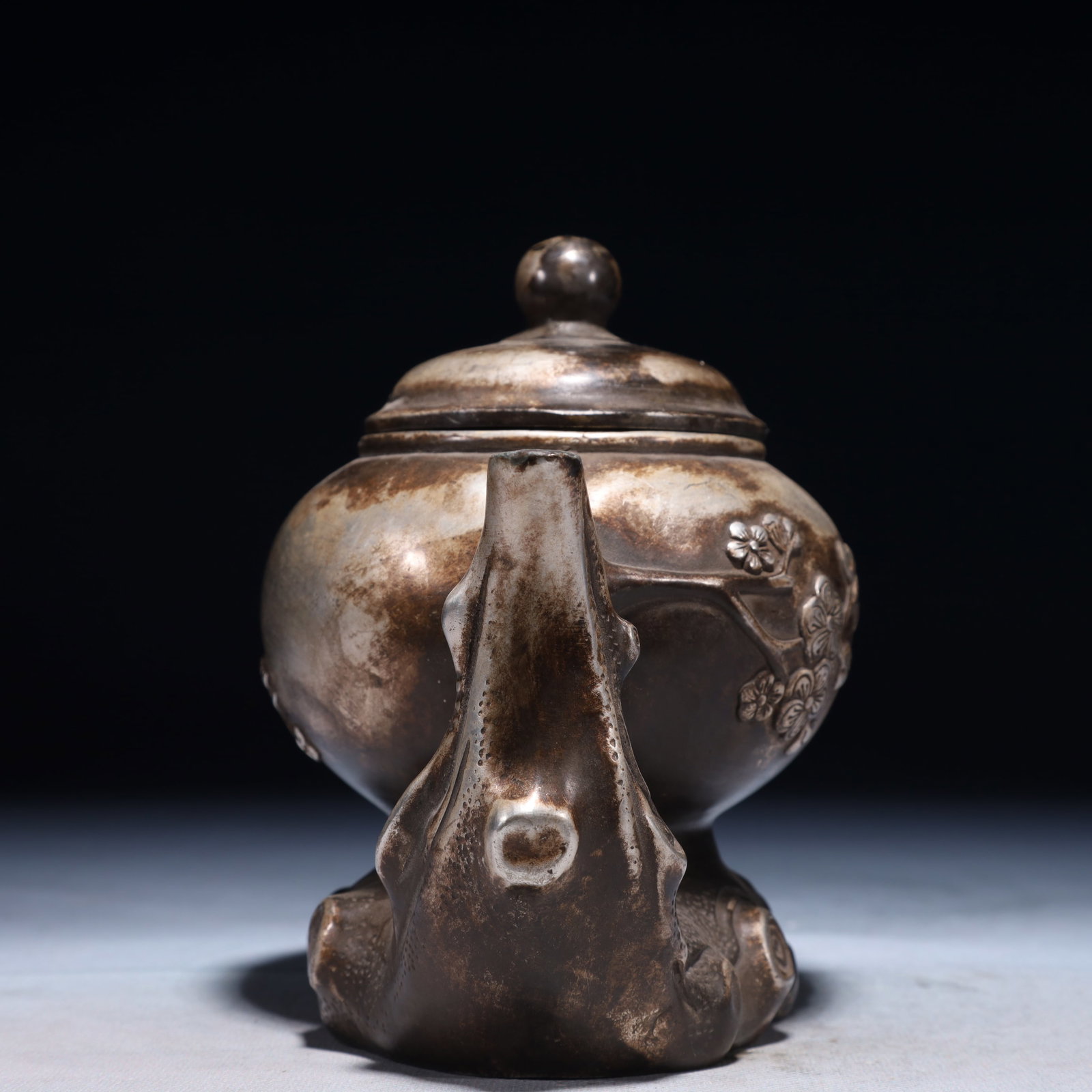 An Exquisite Silver-plated Bronze Flower Pattern Teapot - 5