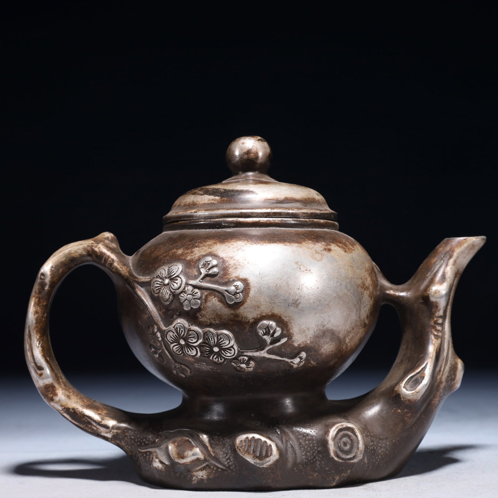 An Exquisite Silver-plated Bronze Flower Pattern Teapot - 7