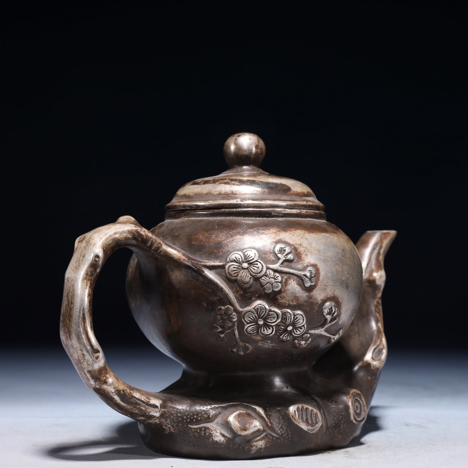 An Exquisite Silver-plated Bronze Flower Pattern Teapot - 8