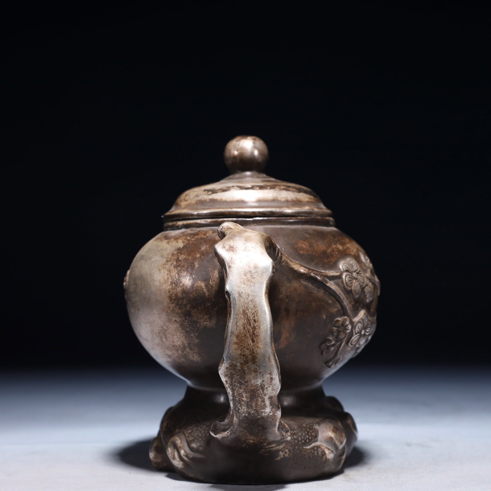 An Exquisite Silver-plated Bronze Flower Pattern Teapot - 9