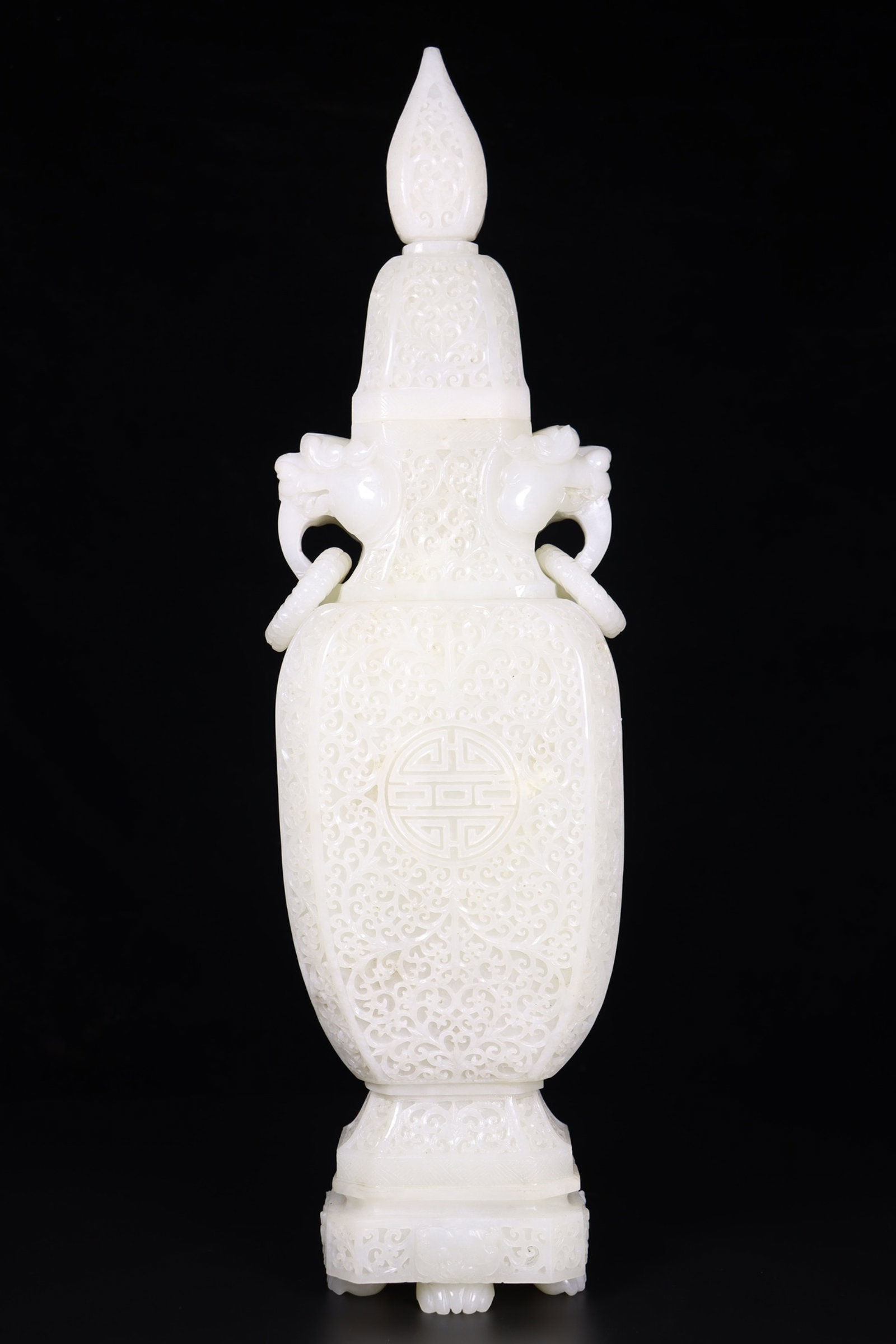 An Exquisite White Jade Shou-Character Pattern Bottle - 3