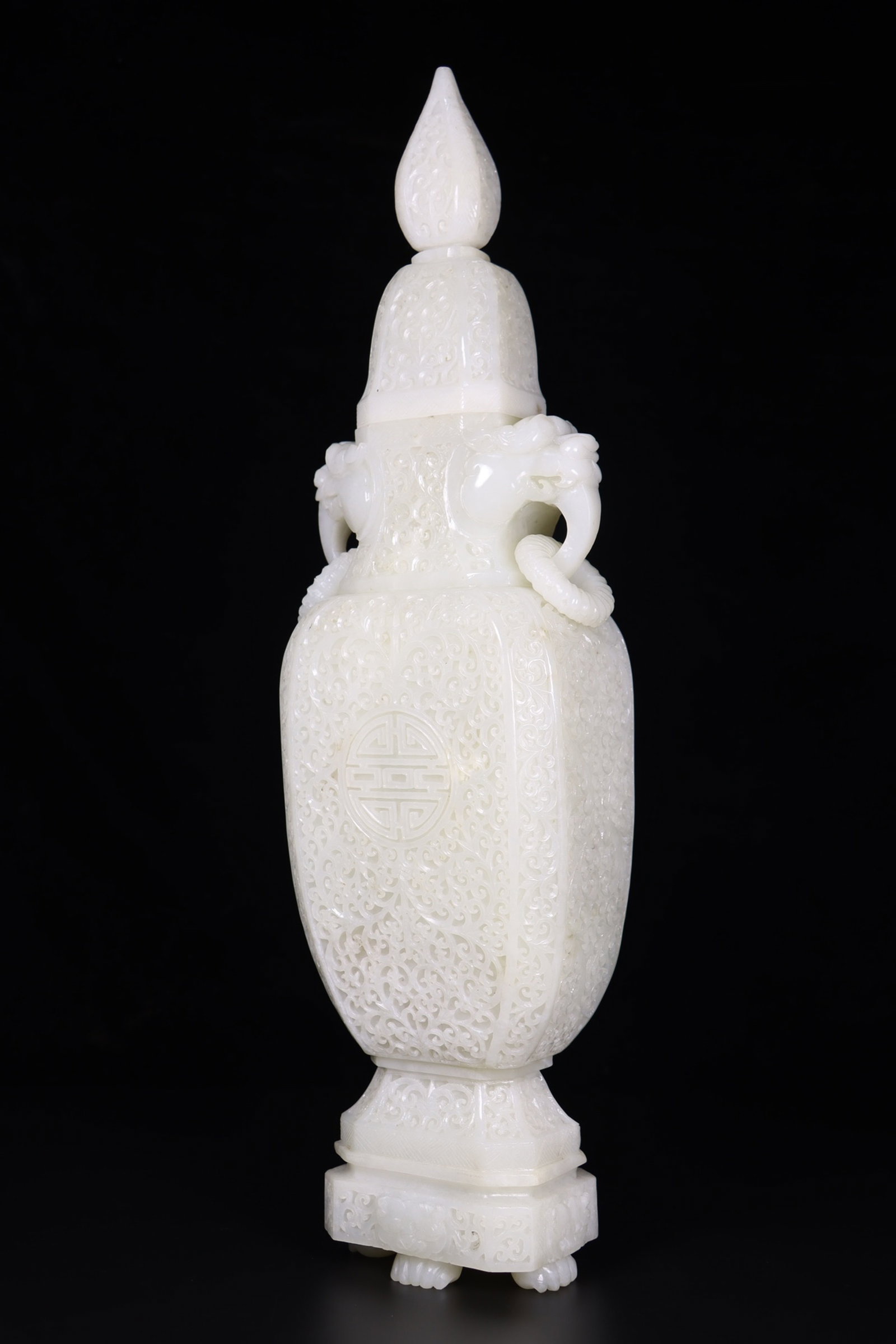 An Exquisite White Jade Shou-Character Pattern Bottle - 5