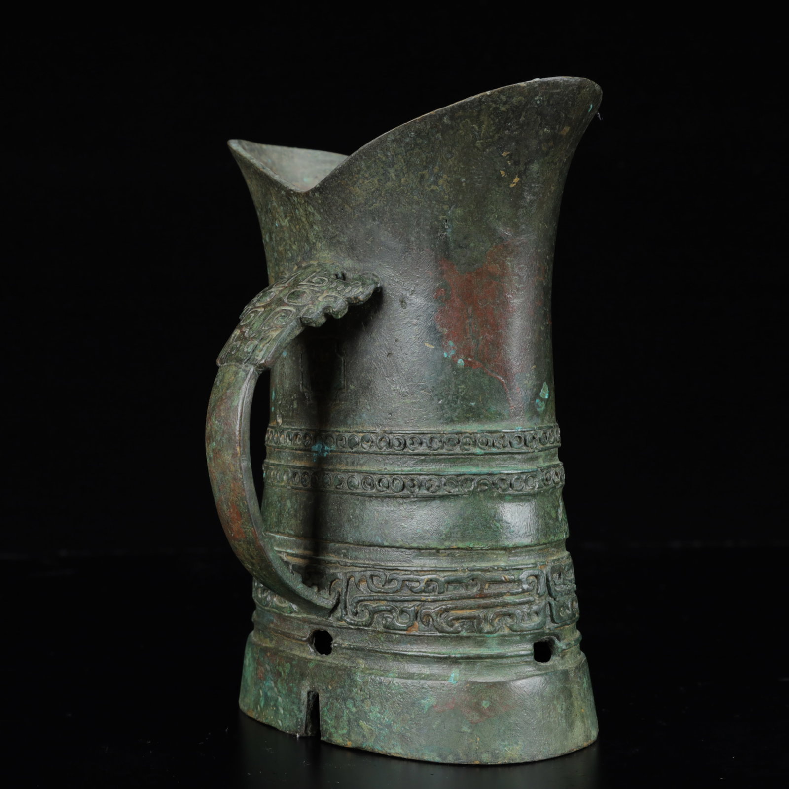 An Archaic Bronze Beast-Face Pattern Libation Cup - 10