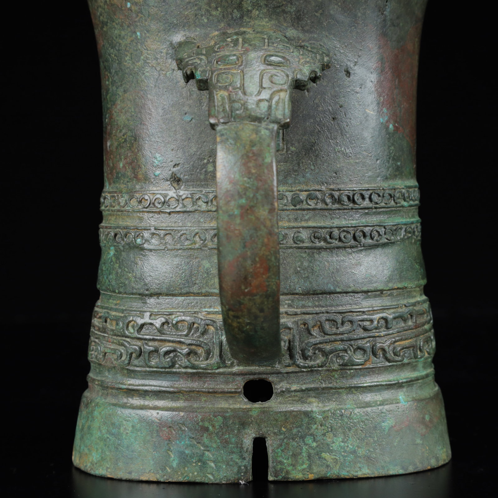 An Archaic Bronze Beast-Face Pattern Libation Cup - 9
